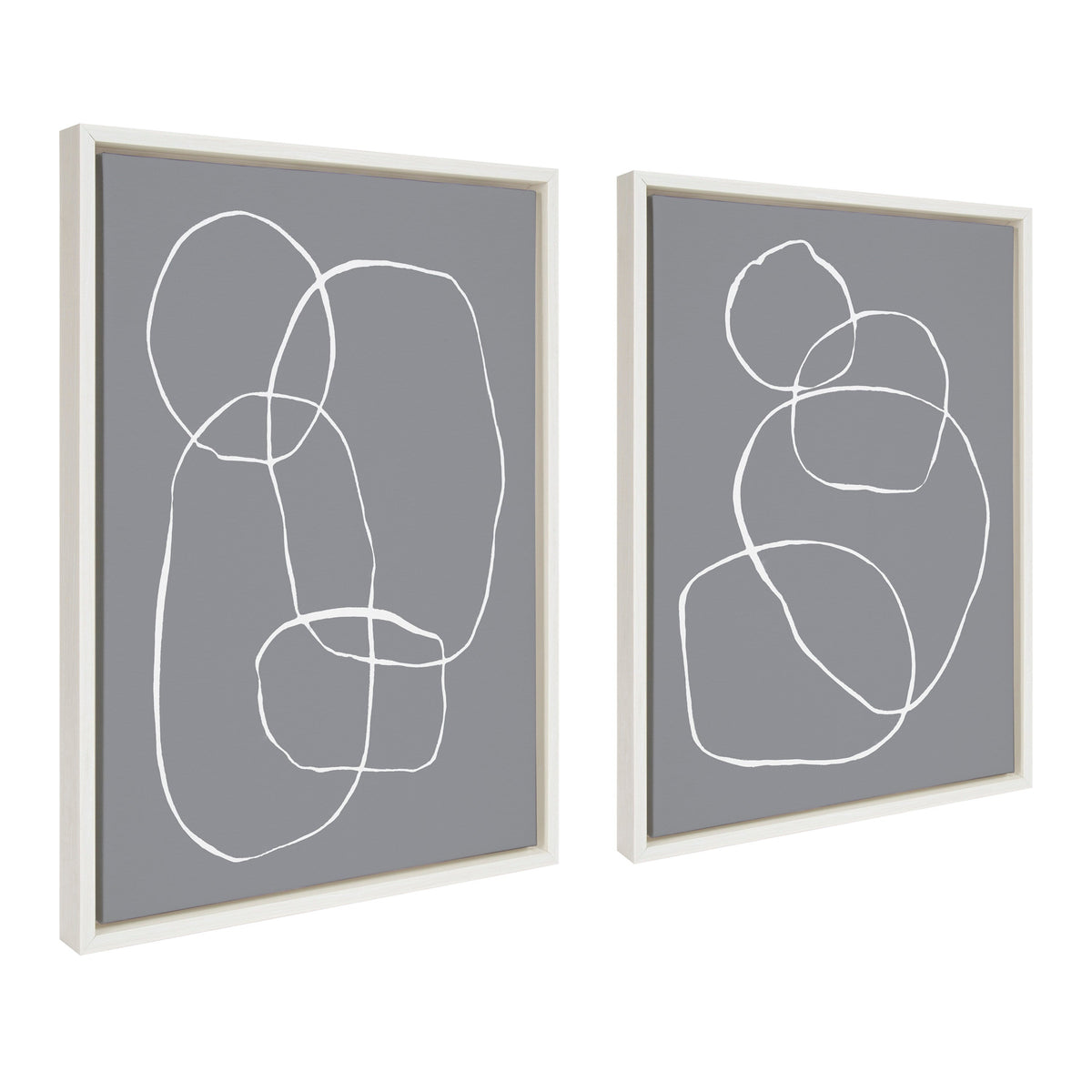 Sylvie Gray Going in Circles Framed Canvas Set by Teju Reval