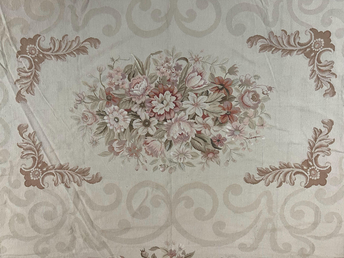 10x14 Aubusson Rug, Wool Handmade Vintage Carpet, French European Design, Elegant - Jewel Rugs, view 4