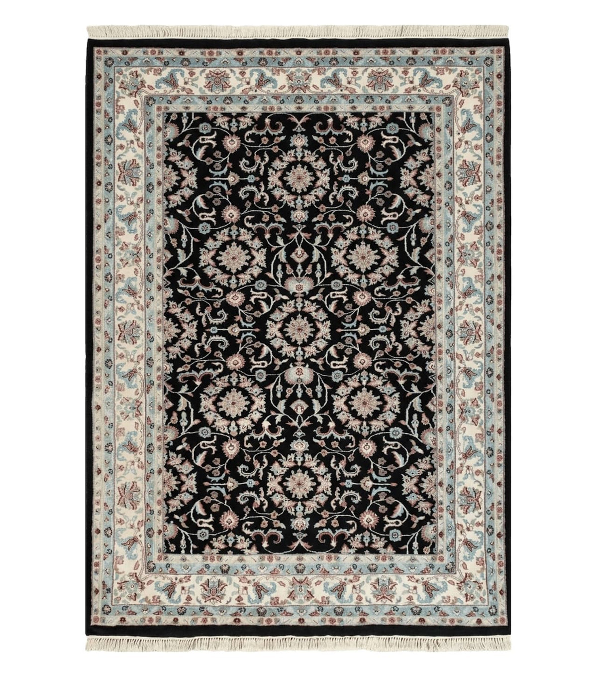 6' X 9' Handmade Indian Agra Wool Rug Carpet Vegetable Dyes Black - Jewel Rugs