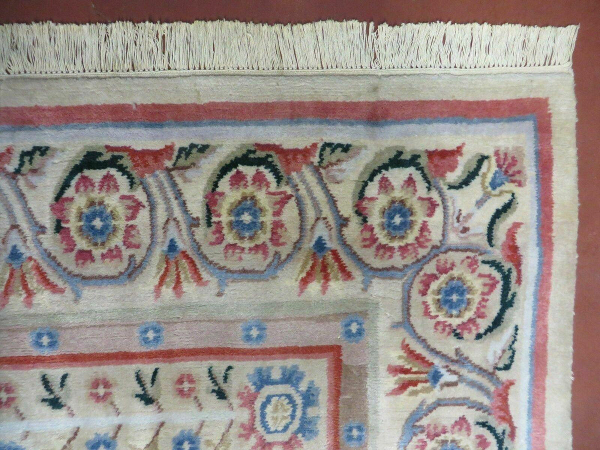 8' X 10' Vintage Handmade Wool Rug Aubusson Savonnerie Design European Nice - Jewel Rugs, view 8