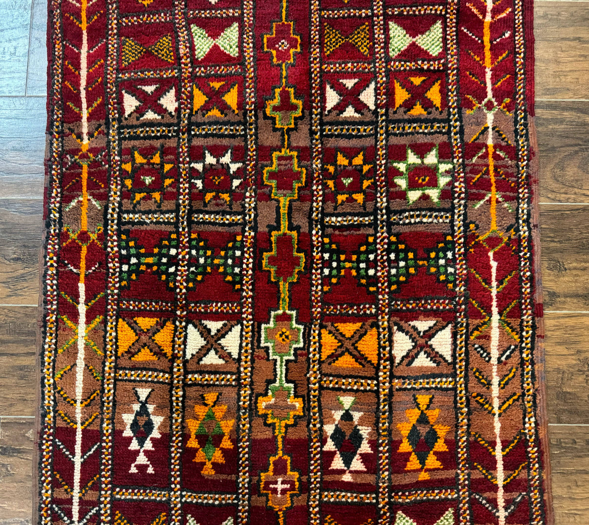 Moroccan Berber Tribal Rug 3x5, Geometric Area Rug, Red Orange Brown - Jewel Rugs, view 4