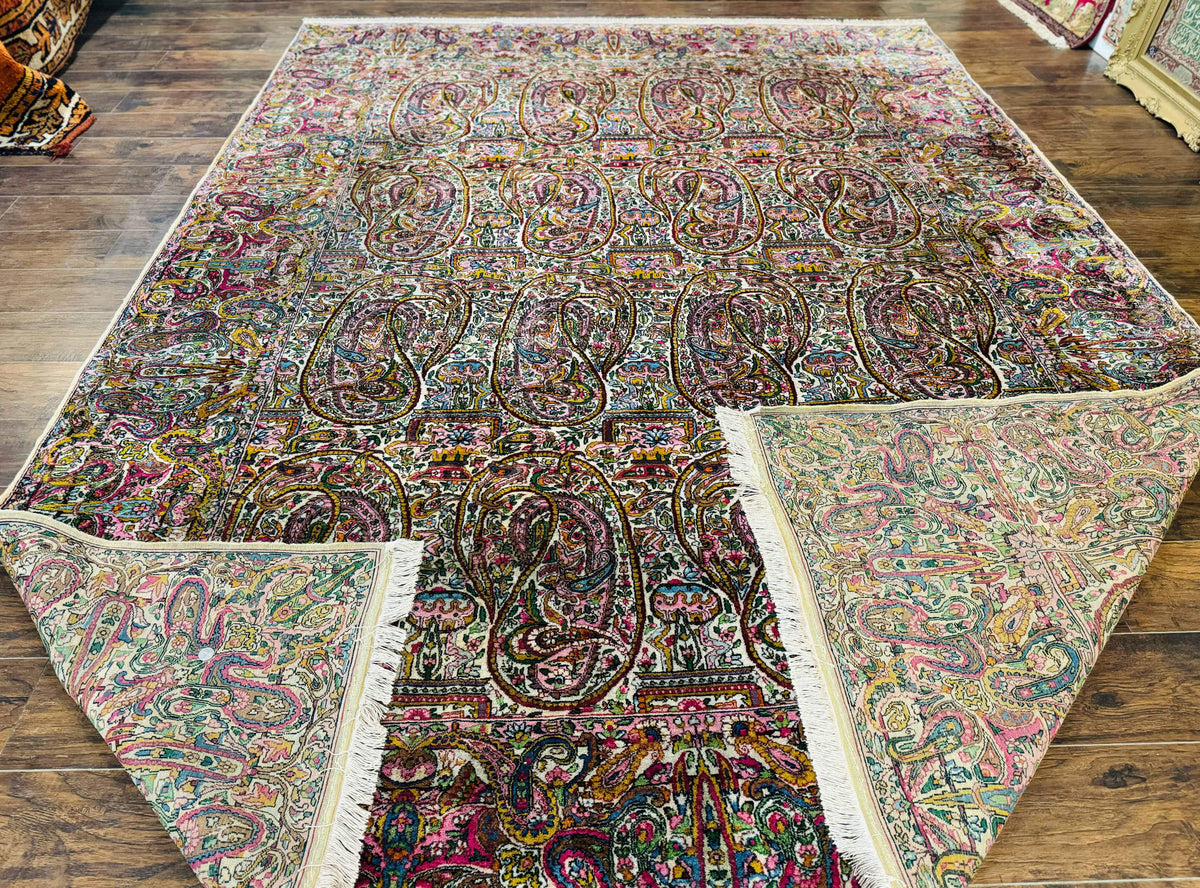 Rare Antique Persian Kerman Lavar Rug 9x12, Boteh Paisley Design - Jewel Rugs, view 12