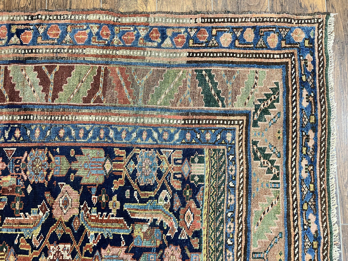 Caucasian Kalegy Rug 6x11, Wide Runner, Wool Hand Knotted Carpet, Navy Blue Tribal Rug, 1920s Antique Rug, 6 x 11 Oriental Carpet - Jewel Rugs, view 8