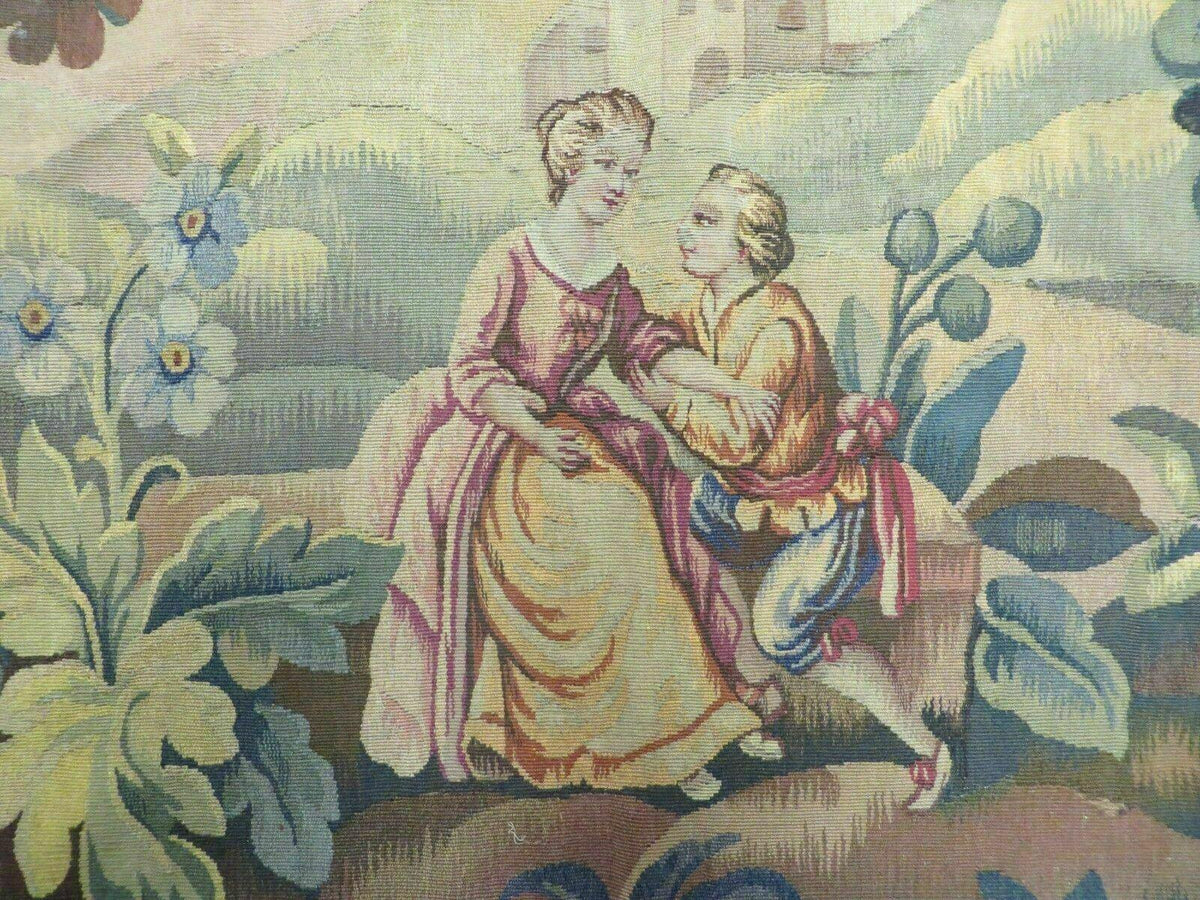 Antique French Tapestry 5x6 French Handmade Aubusson Nature One Of A Kind Rare - Jewel Rugs, view 11