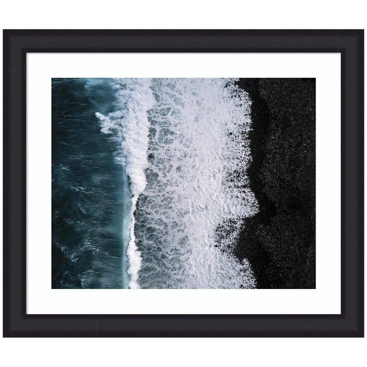 Framed Art Ocean Waves on the Black Beach in Iceland by Michael Schauer