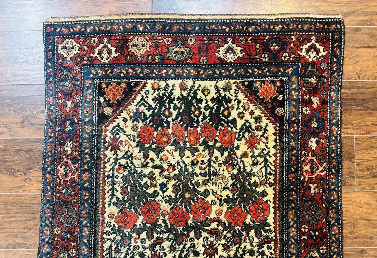 Persian Tribal Rug 3x5, Antique Persian Carpet, Floral Roses, Handmade, Persian Zanjan Rug - Jewel Rugs, view 4