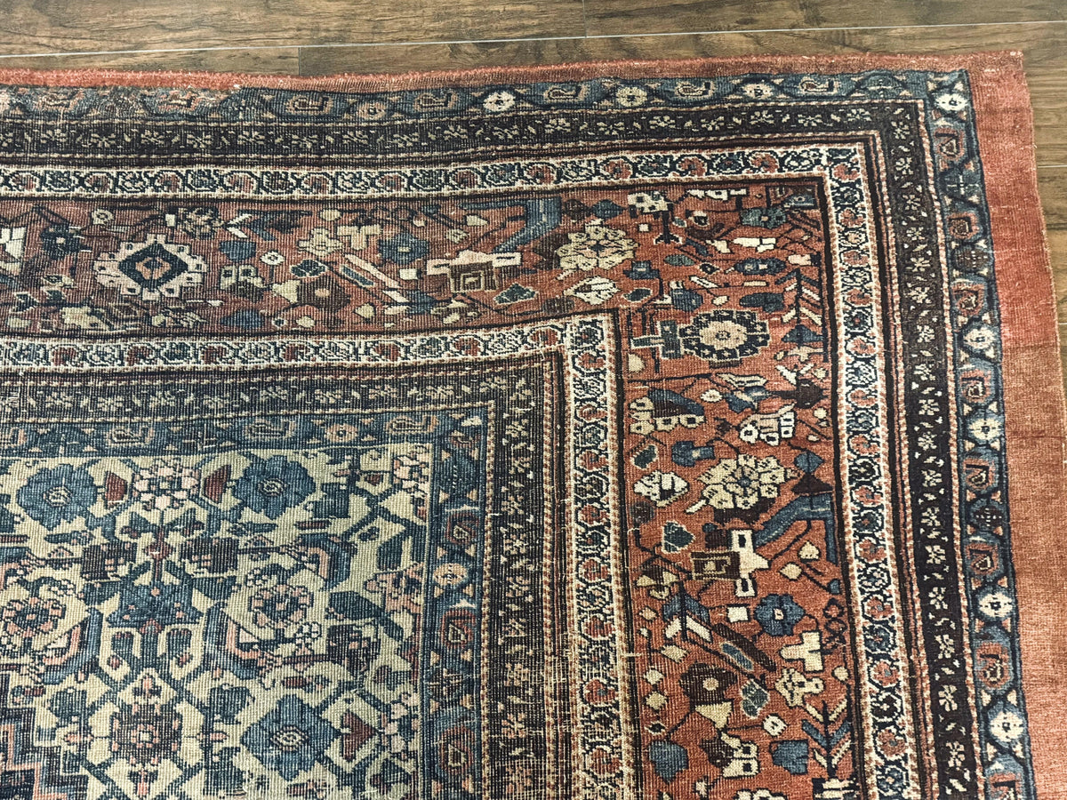 Antique Persian Bidjar Rug 8x15 – Navy Blue, Herati Pattern, Early 20th Century - Jewel Rugs, view 8