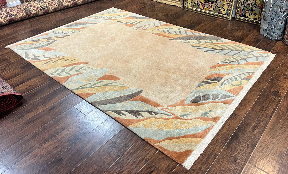 Modern Tibetan Rug 7x10, Soft Wool, Tufenkian Style Carpet, Tibet Nepali Rug, Open Field, Handmade Wool Rug - Jewel Rugs, view 3