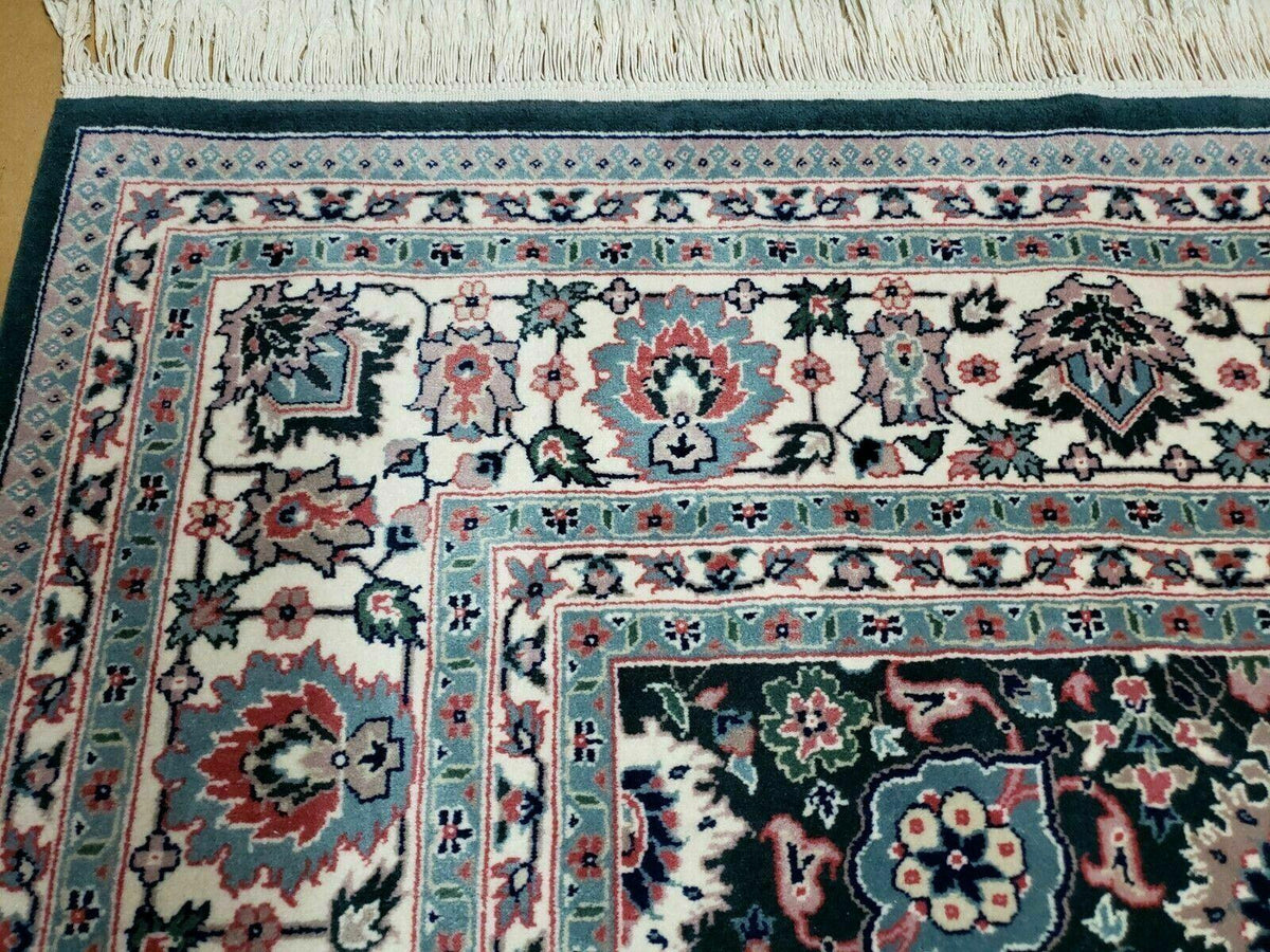 8' X 10' Handmade Indian Oriental Wool Rug Carpet Organic Dye Forest Green Nice - Jewel Rugs, view 6