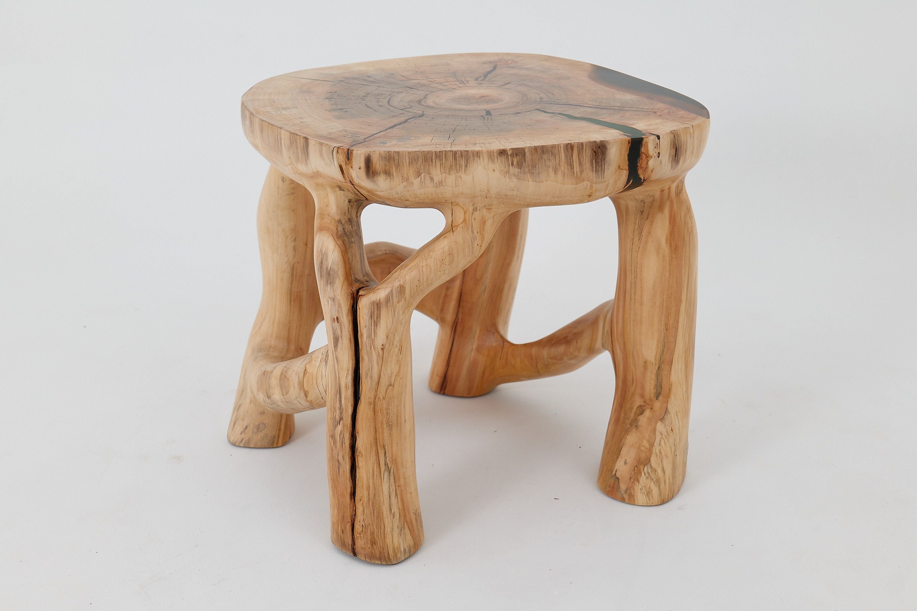 Sculptural Coffee Table, Solid Wood, Contemporary Design, Handmade, Logniture