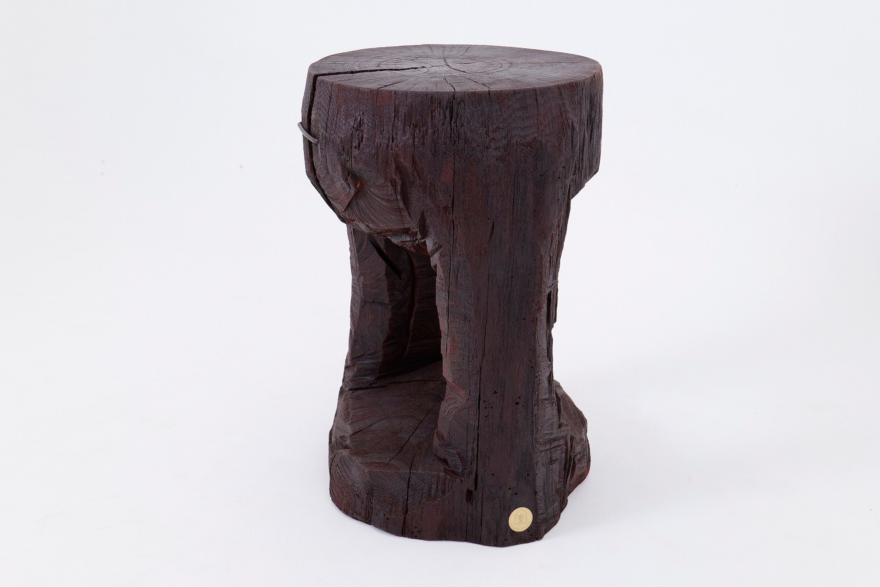 Sculptural Hardwood Side Table, Coffee Table, Red Stain, Hand-Carved, - image 7