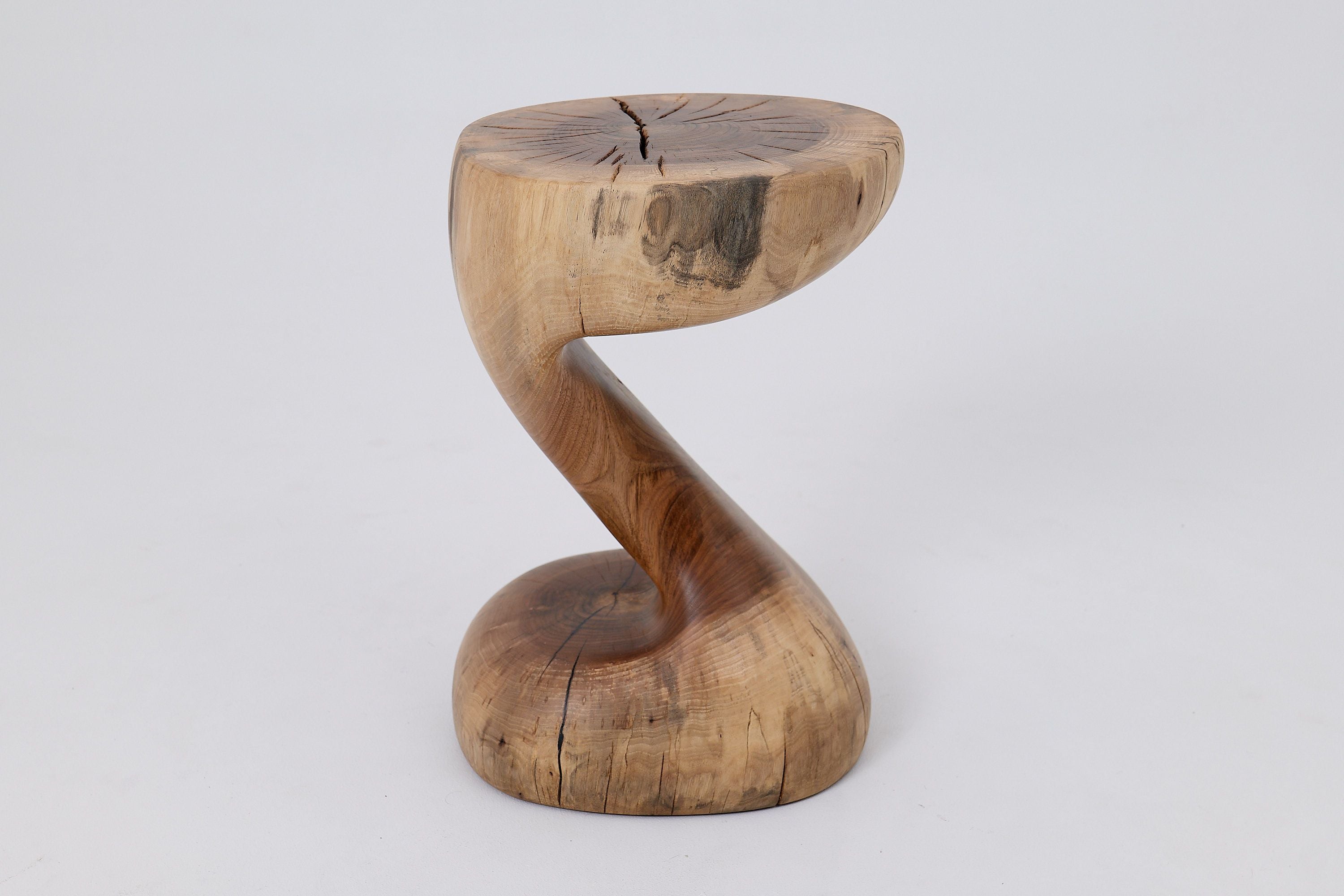 Sculptural Side Table, Stool, Solid Wood, Walnut, Contemporary Design - image 8