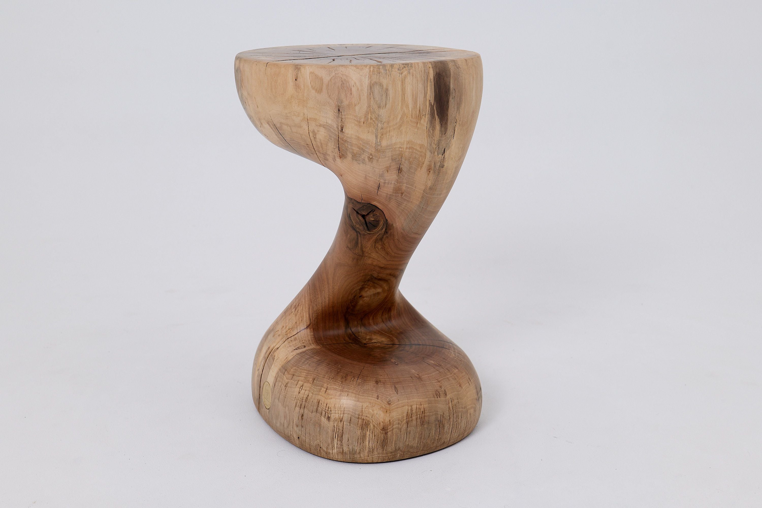 Sculptural Side Table, Stool, Solid Wood, Walnut, Contemporary Design - image 5