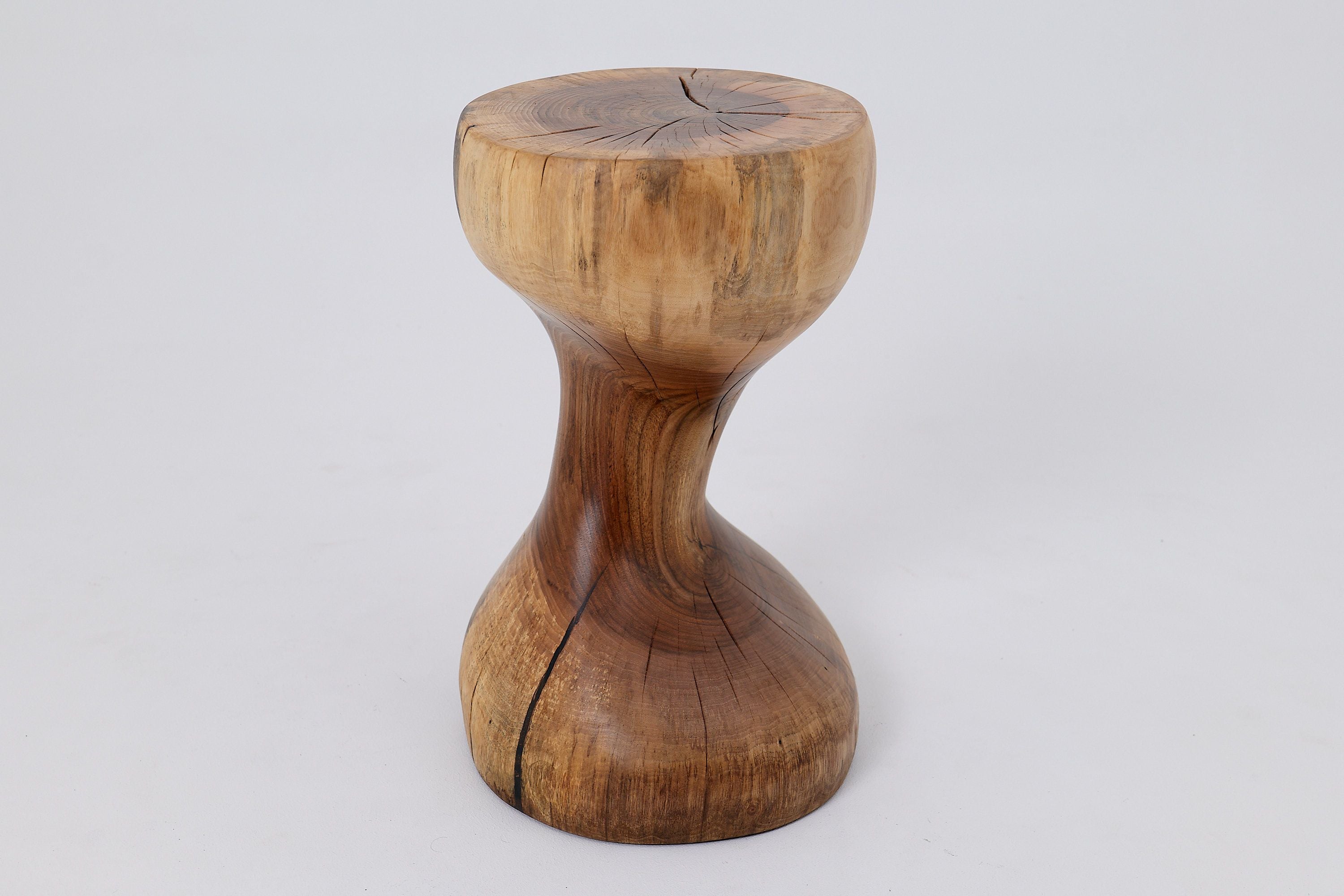 Sculptural Side Table, Stool, Solid Wood, Walnut, Contemporary Design - image 6
