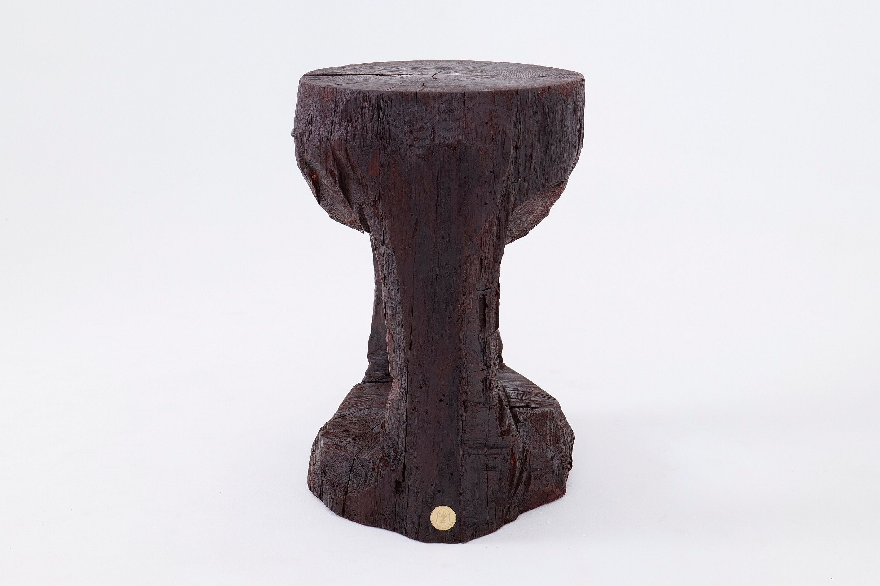 Sculptural Hardwood Side Table, Coffee Table, Red Stain, Hand-Carved, - image 9