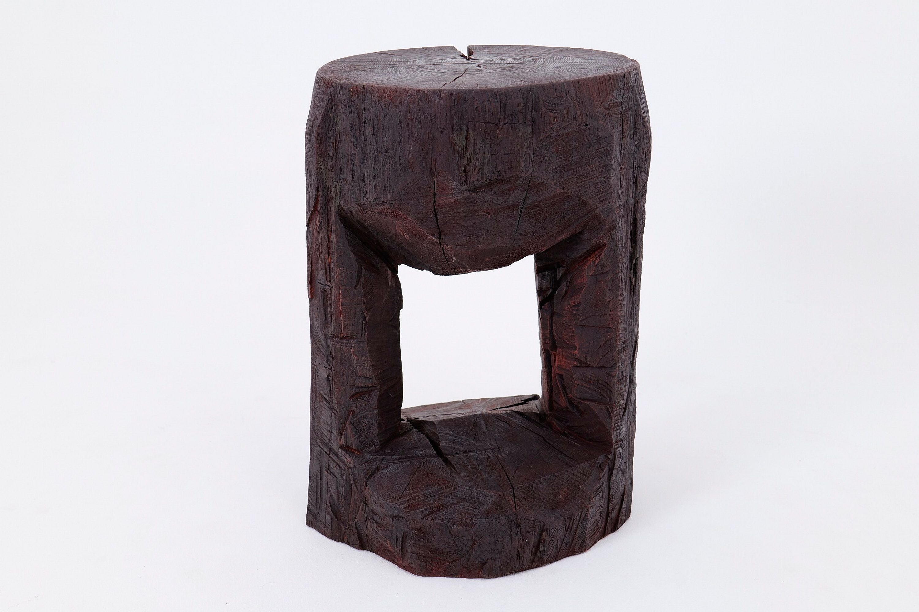 Sculptural Hardwood Side Table, Coffee Table, Red Stain, Hand-Carved, - image 12