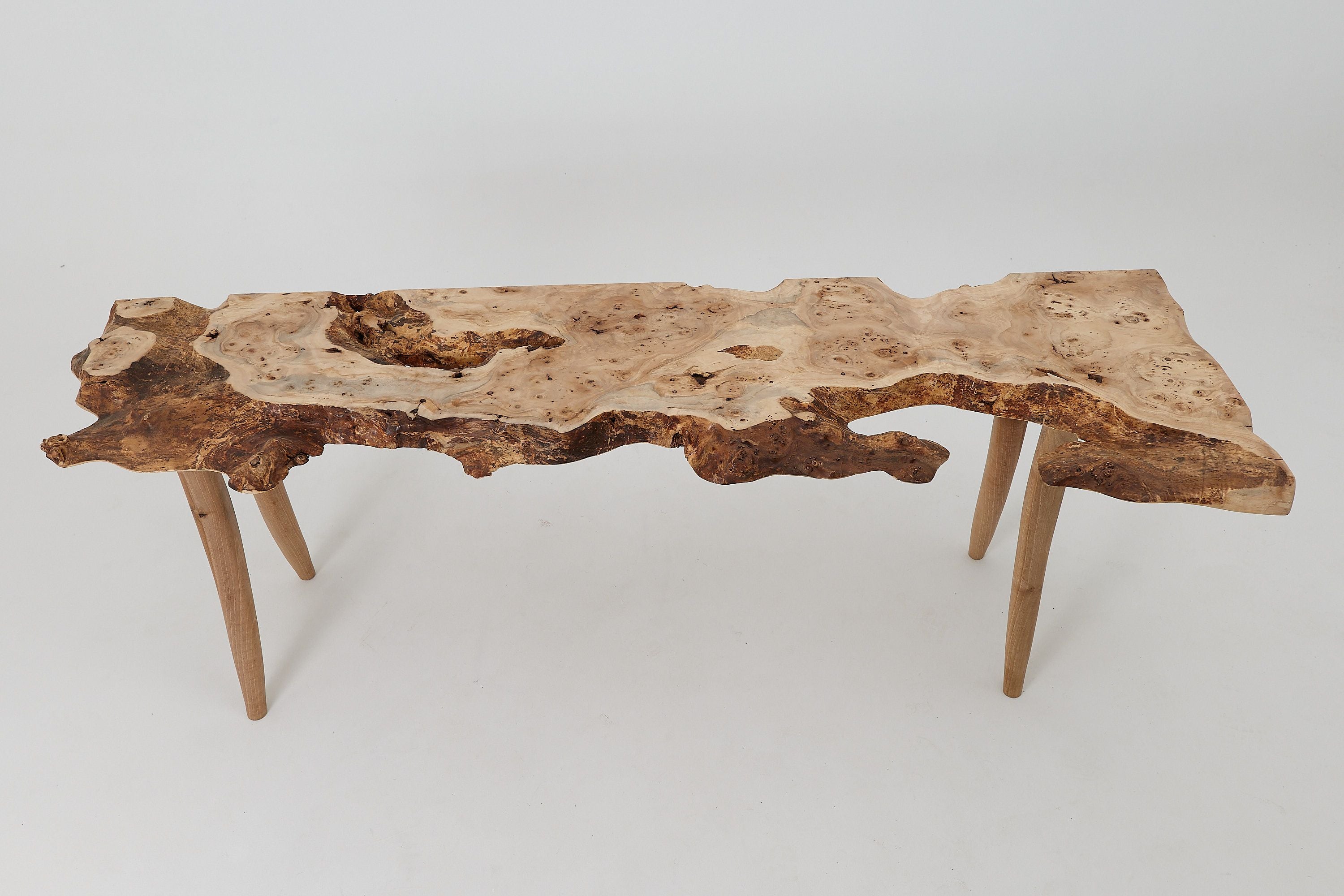 Live-Edge Burl Wood Console Table, Organic Modern, Handmade - image 4