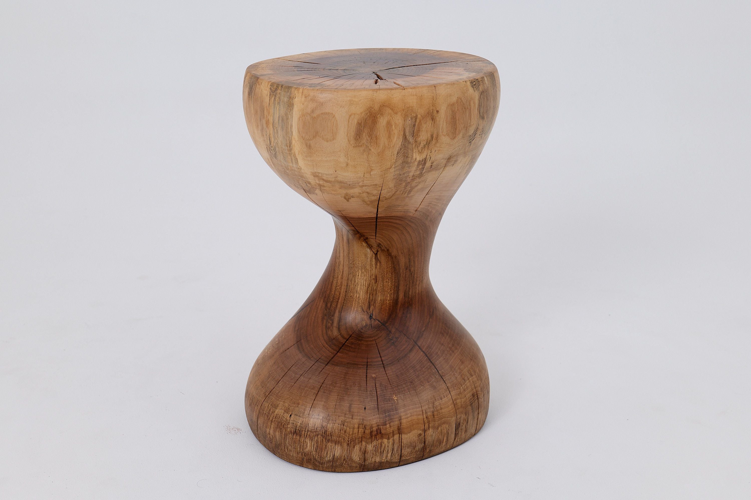 Sculptural Side Table, Stool, Solid Wood, Walnut, Contemporary Design - image 7