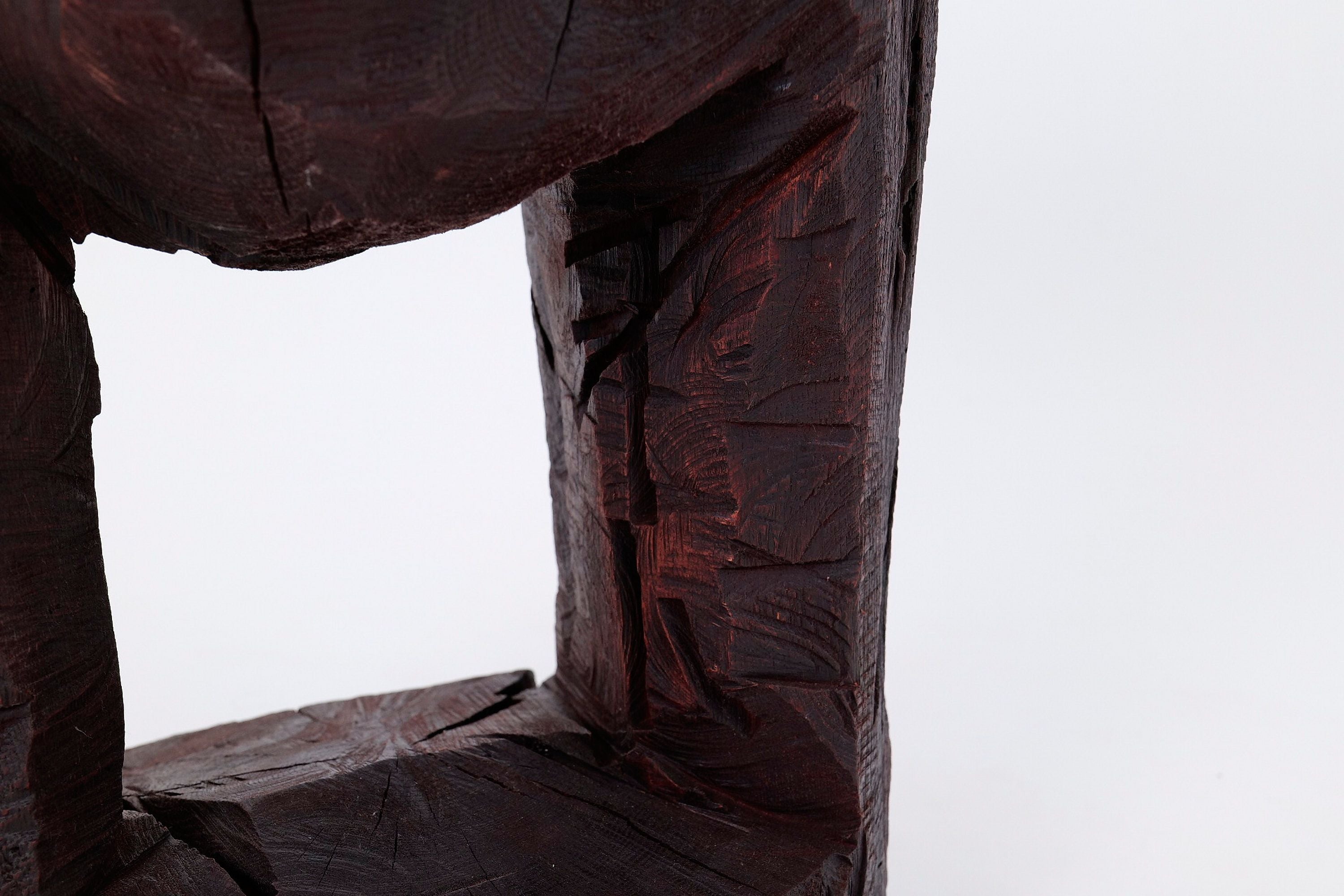 Sculptural Hardwood Side Table, Coffee Table, Red Stain, Hand-Carved, - image 11