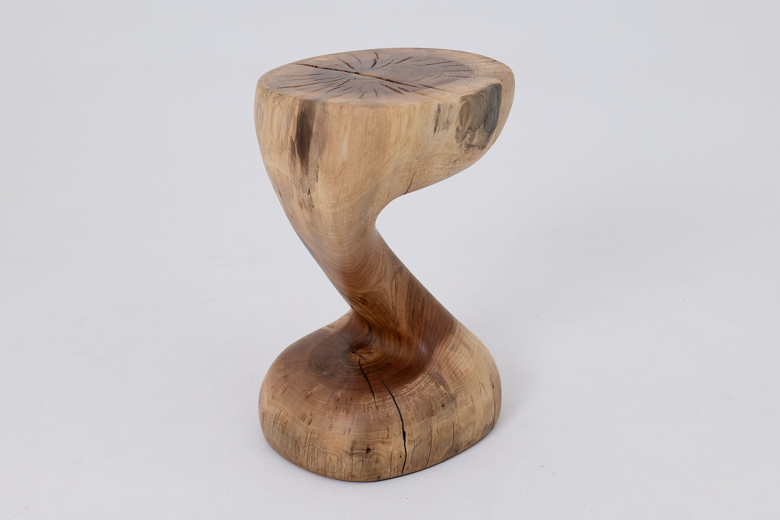 Sculptural Side Table, Stool, Solid Wood, Walnut, Contemporary Design - image 6