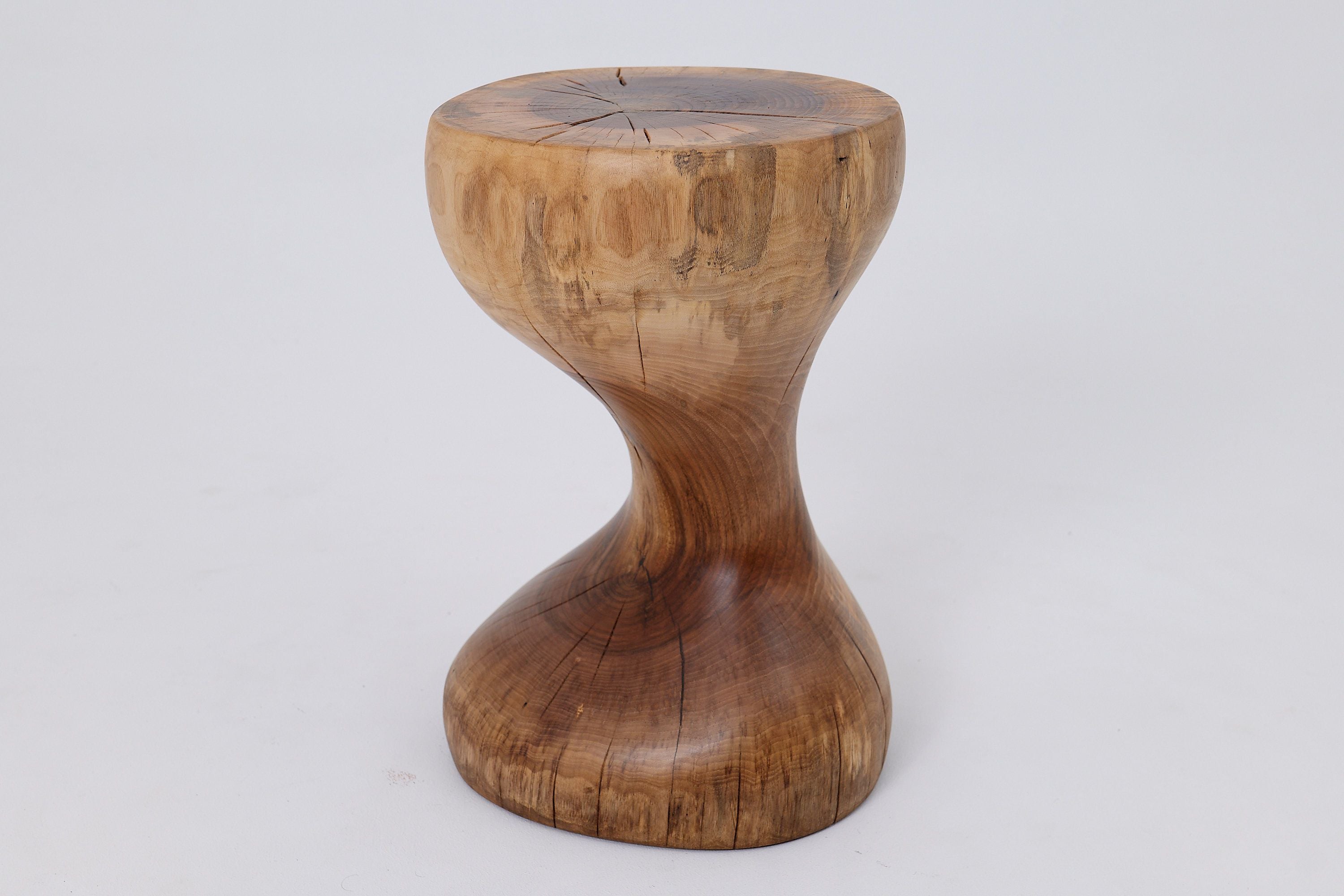 Sculptural Side Table, Stool, Solid Wood, Walnut, Contemporary Design - image 9