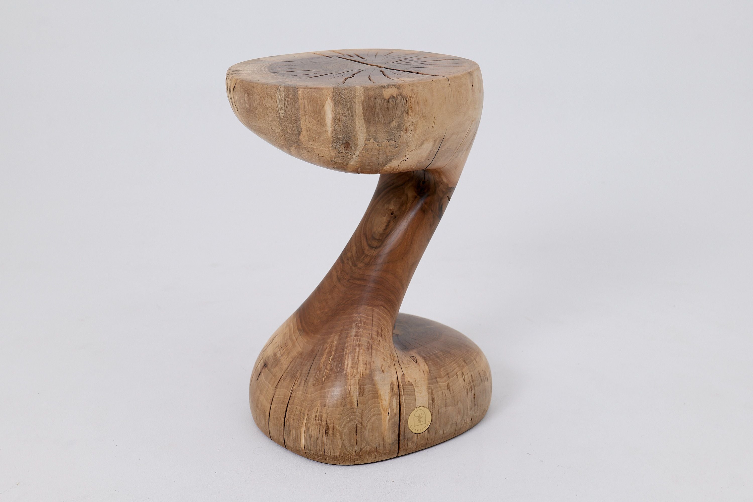 Sculptural Side Table, Stool, Solid Wood, Walnut, Contemporary Design - image 11