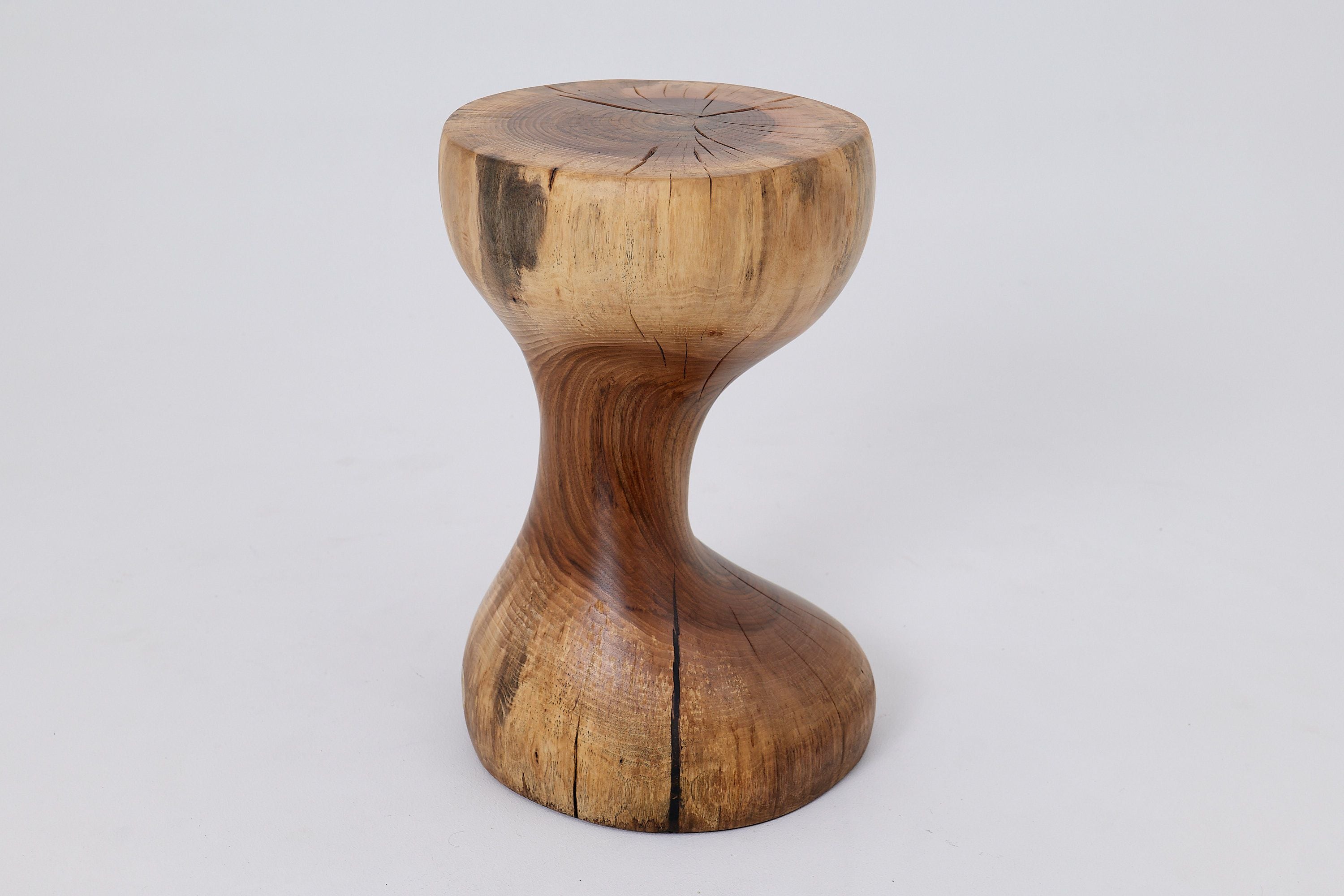 Sculptural Side Table, Stool, Solid Wood, Walnut, Contemporary Design - image 2