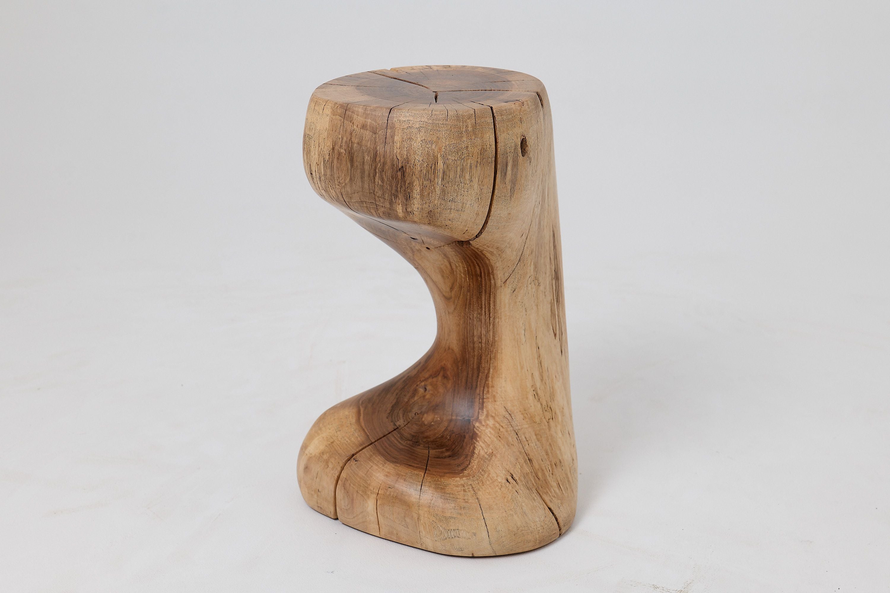 Sculptural Side Table, Stool, Solid Wood, Walnut, Contemporary Design - image 2