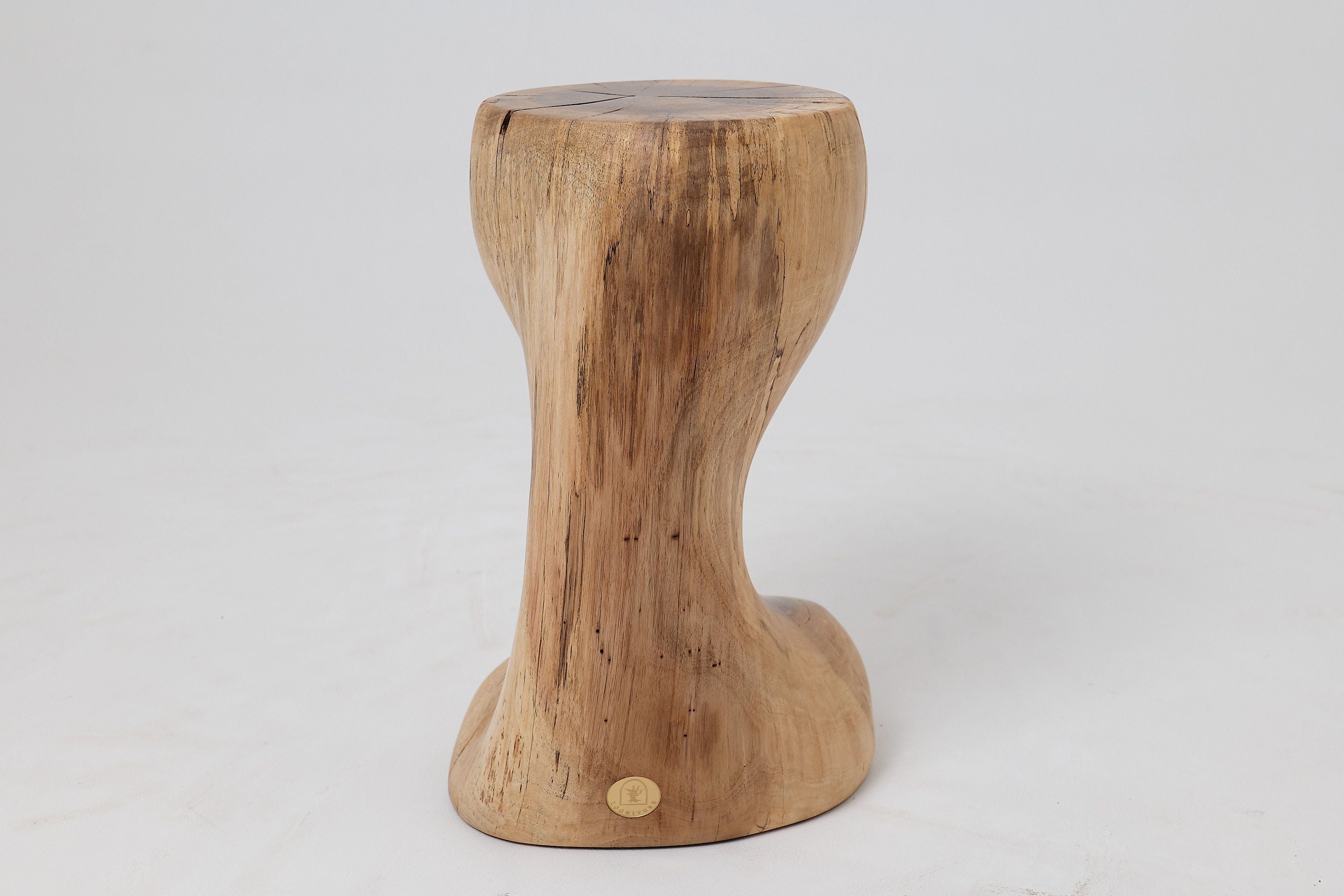 Sculptural Side Table, Stool, Solid Wood, Walnut, Contemporary Design - image 5