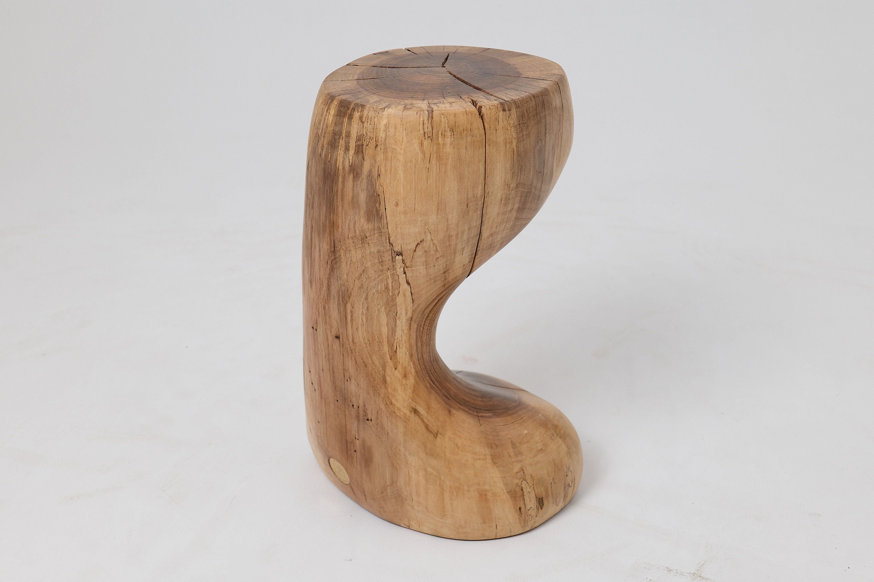 Sculptural Side Table, Stool, Solid Wood, Walnut, Contemporary Design - image 8