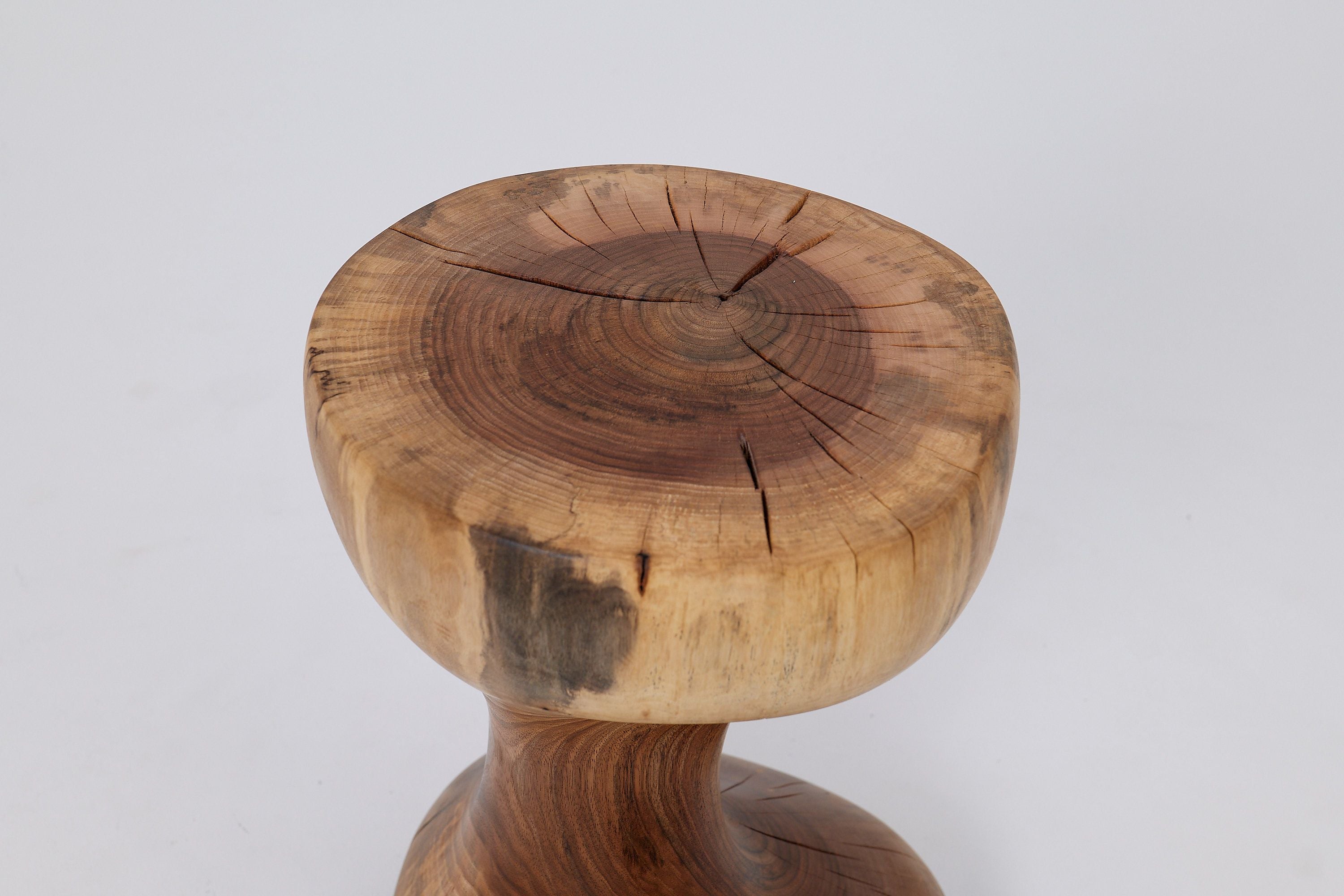 Sculptural Side Table, Stool, Solid Wood, Walnut, Contemporary Design - image 15