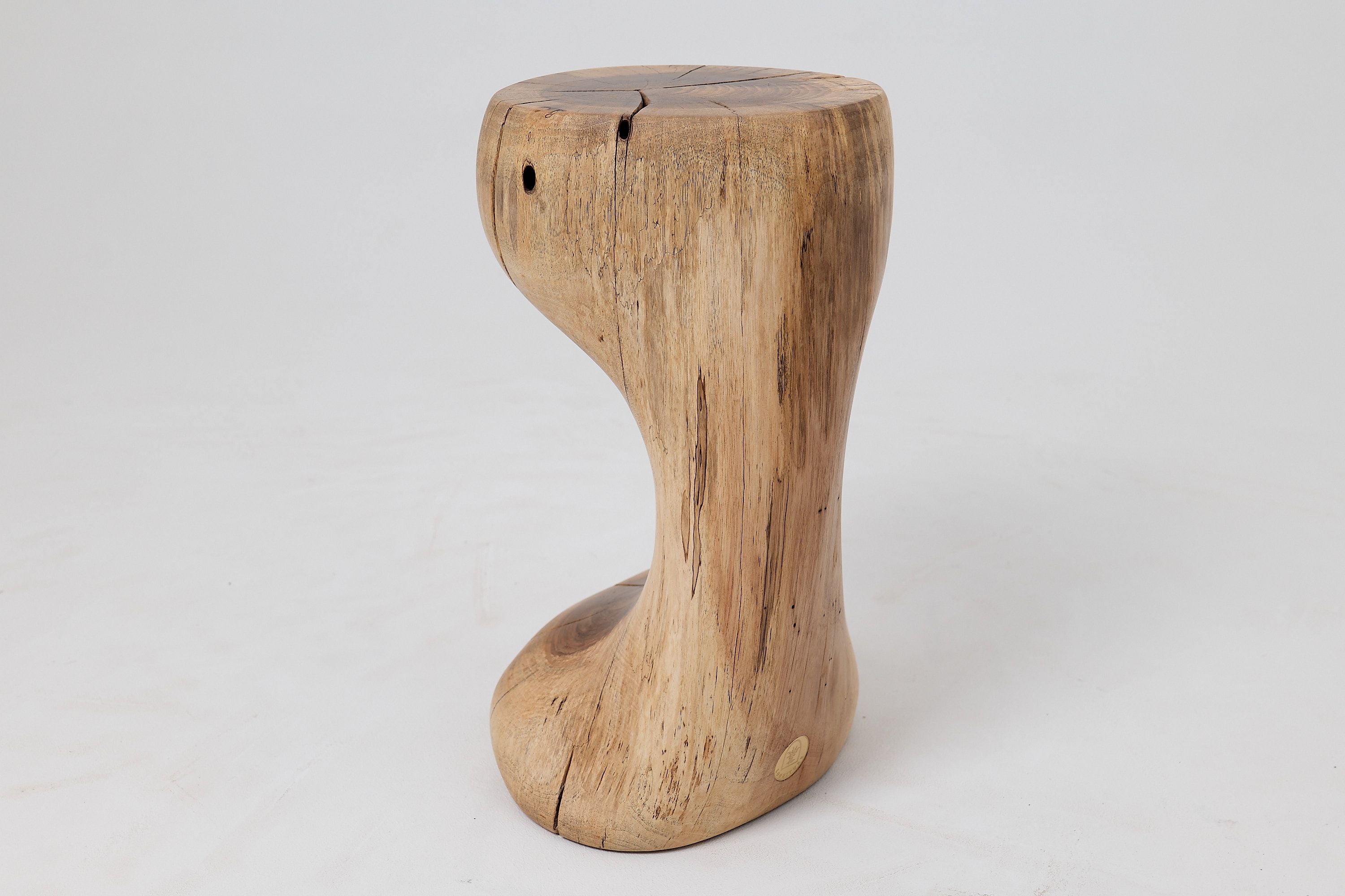 Sculptural Side Table, Stool, Solid Wood, Walnut, Contemporary Design - image 4