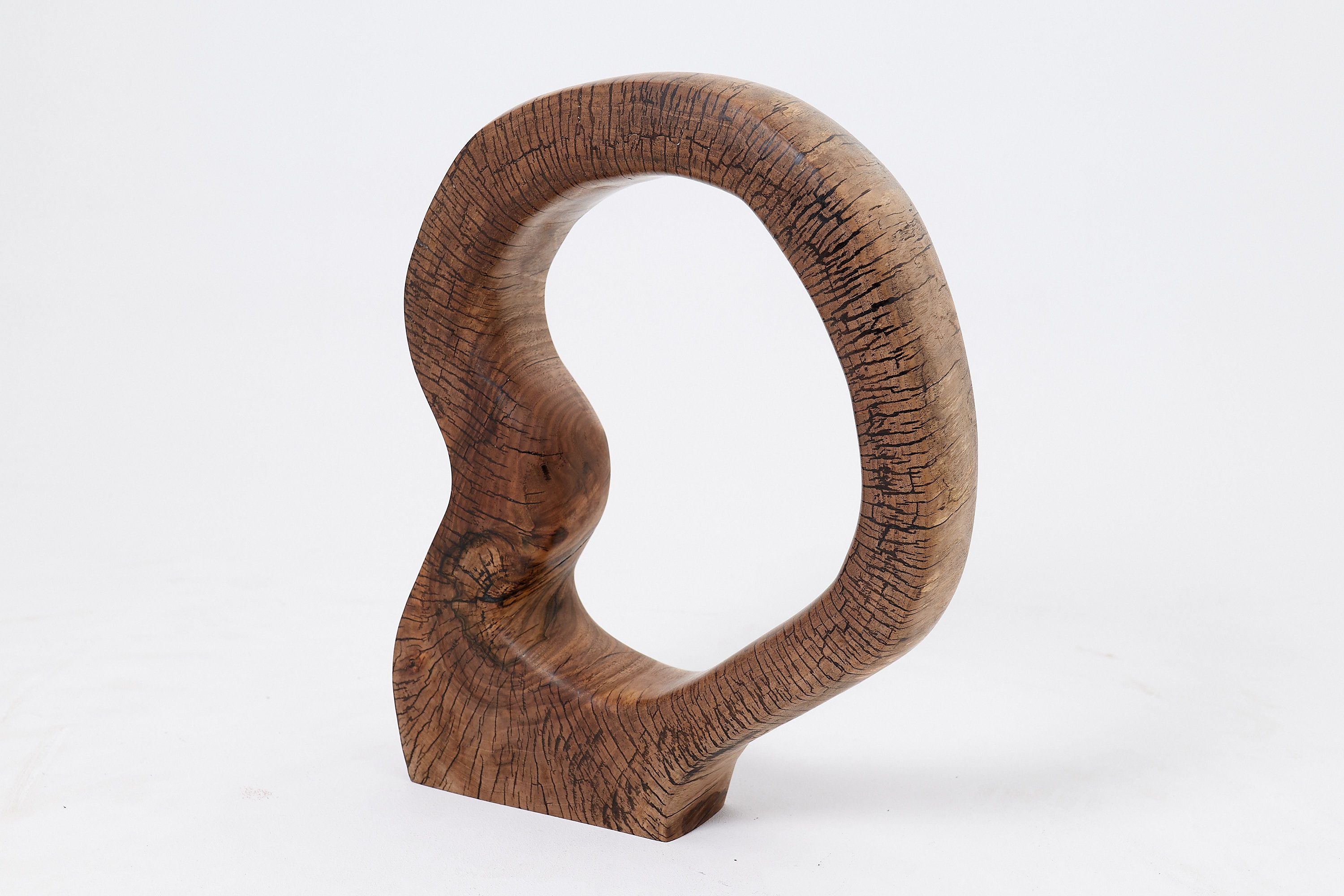 Still Stand Abstract Wood Sculpture, Chainsaw Carved, Walnut