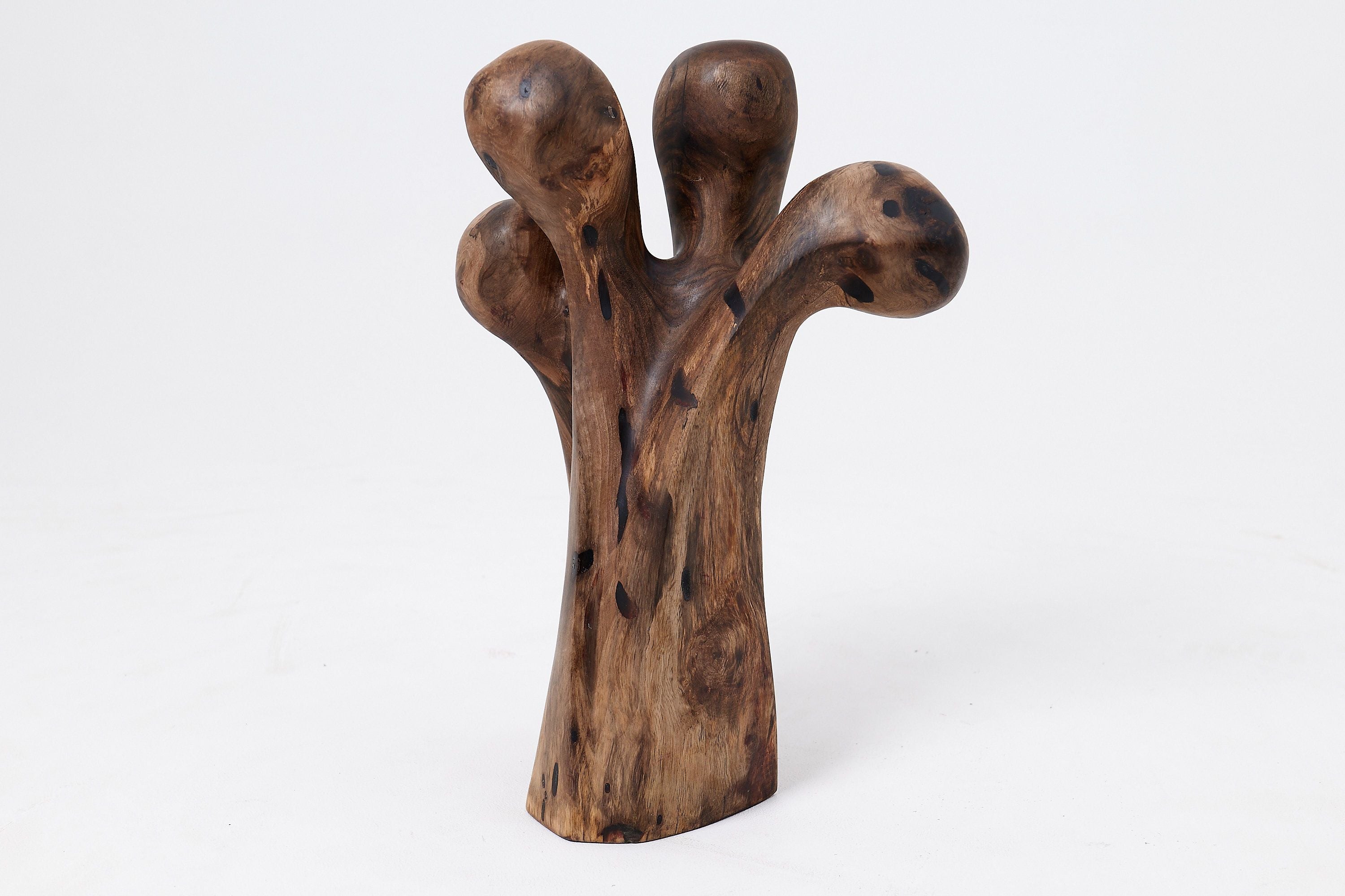 Still Stand Abstract Wood Sculpture, Chainsaw Carved, Walnut - image 2