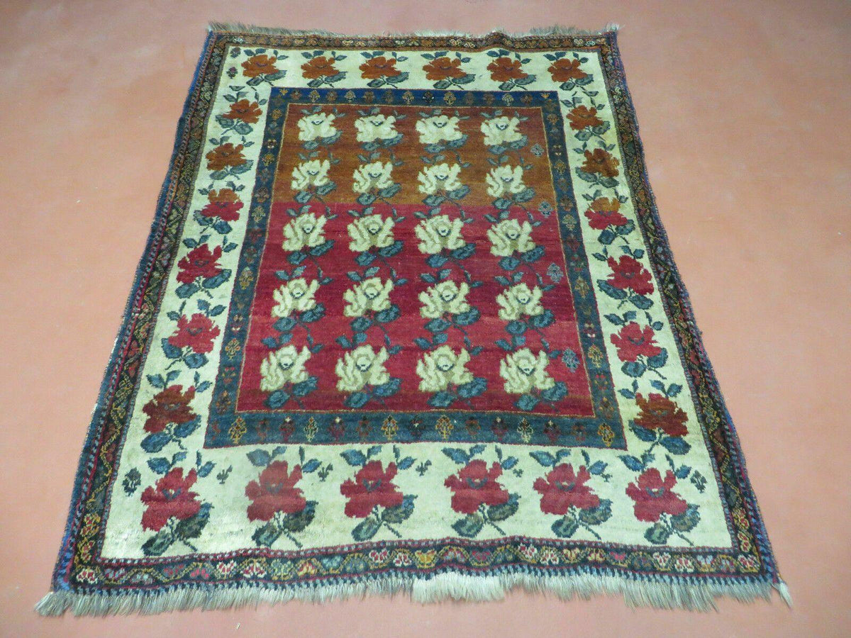 4' X 5' Semi Antique Handmade Fine Turkish Flowers Bouquet Wool Rug Nice - Jewel Rugs, view 2