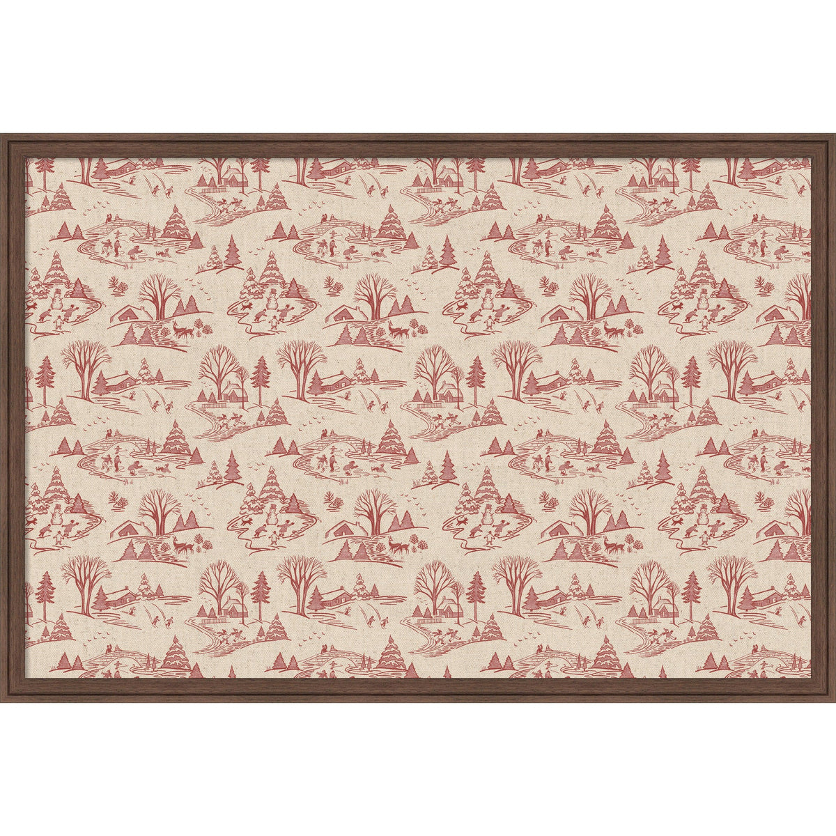 Framed Fabric Magnetic Board Wonderland Red Toile Wall Organization