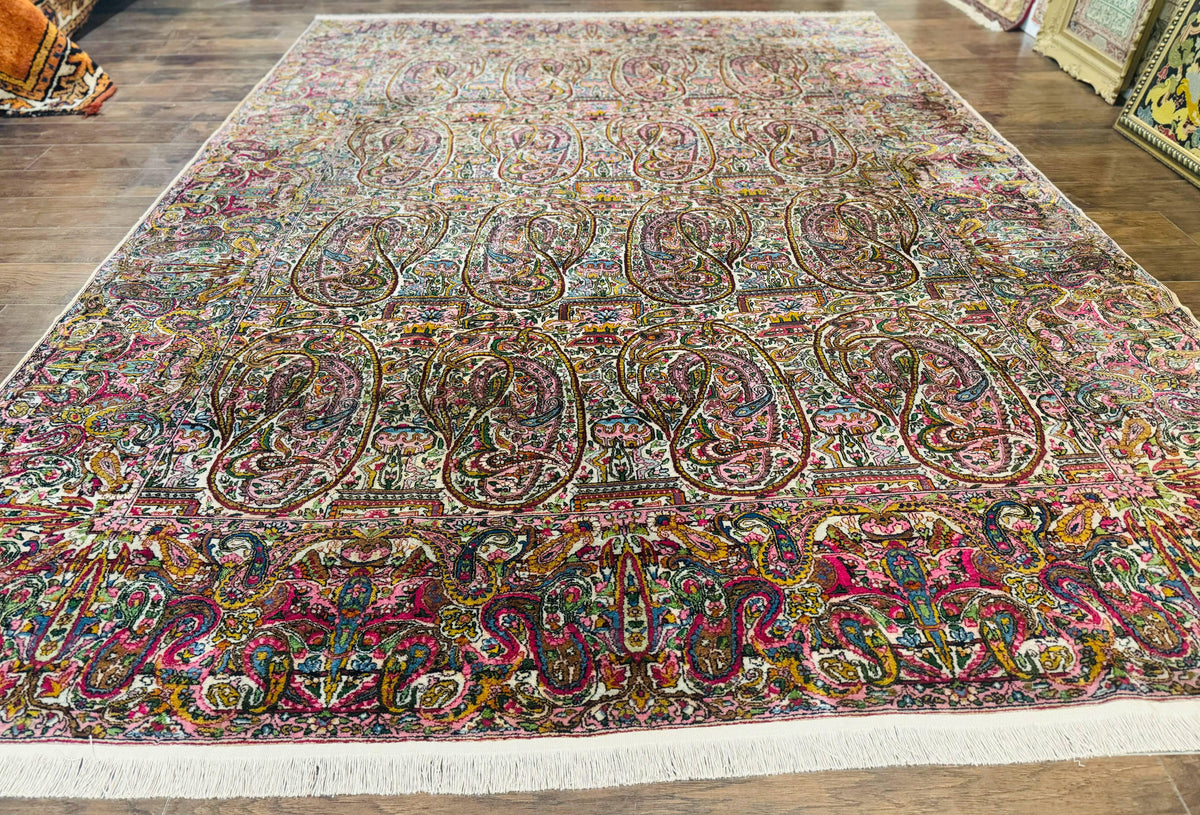 Rare Antique Persian Kerman Lavar Rug 9x12, Boteh Paisley Design - Jewel Rugs, view 2
