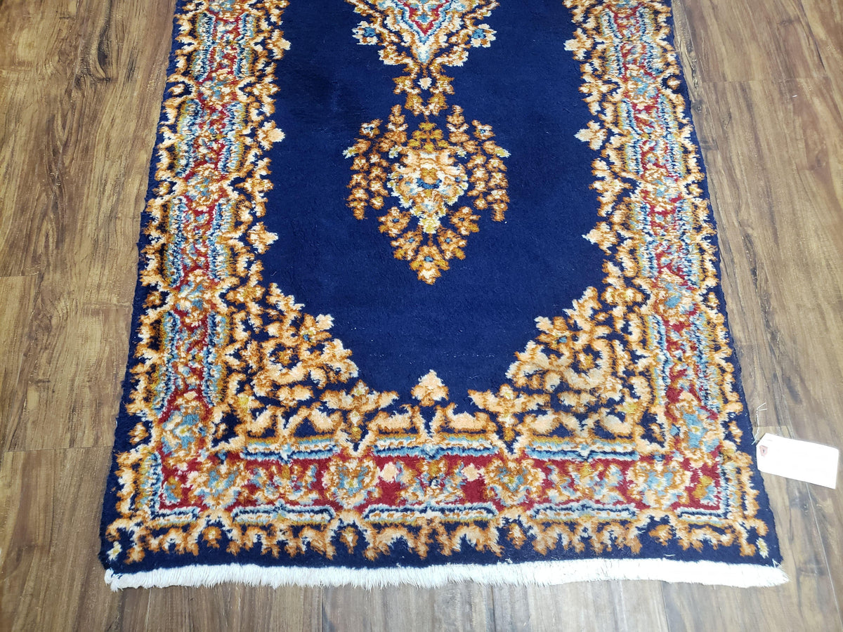 Semi Anique Dark Blue Persian Kerman Runner, 2'7" x 13'5" - Jewel Rugs, view 9