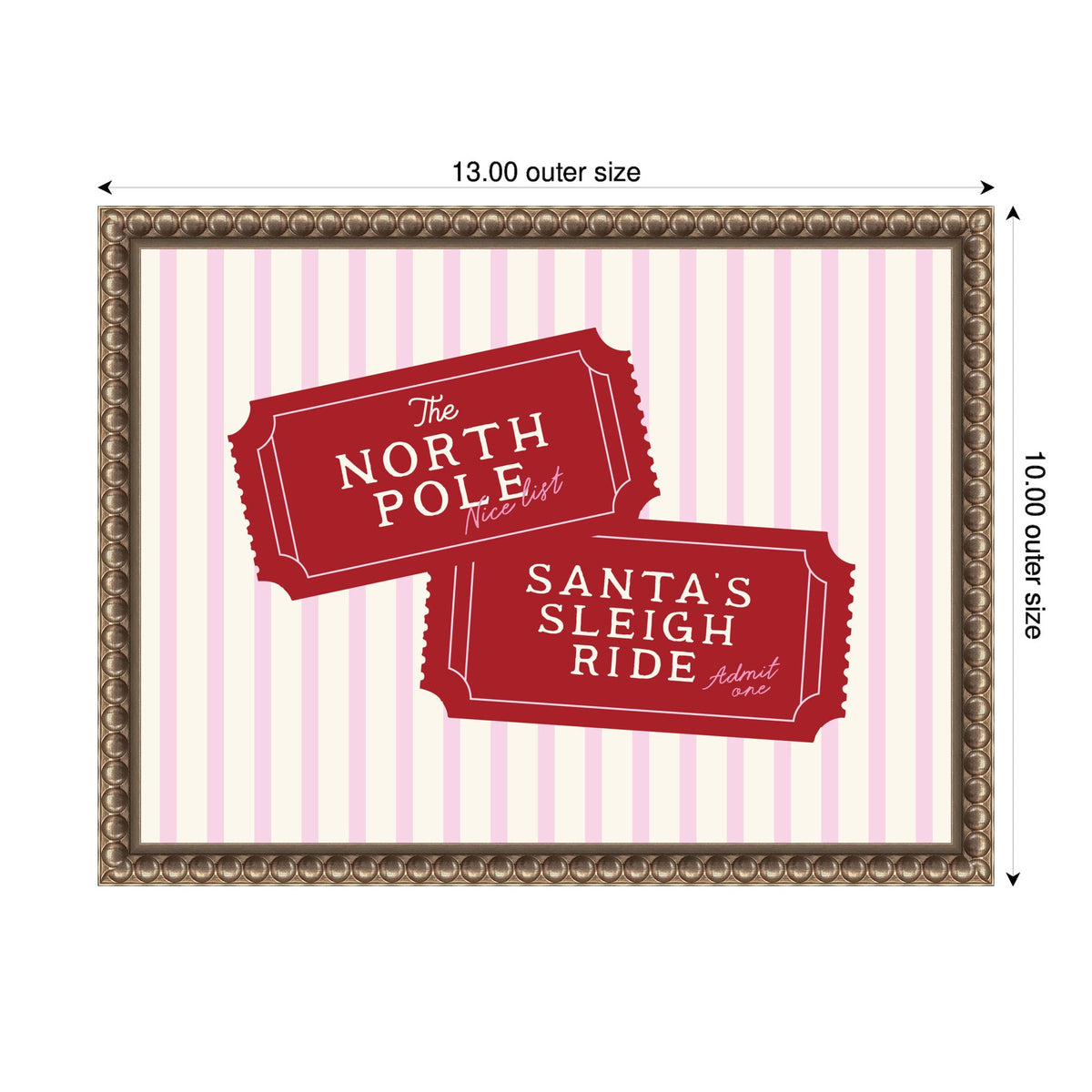 Pink North Pole Sleigh Ticket by Lucky Guava Framed Canvas Wall Art Print