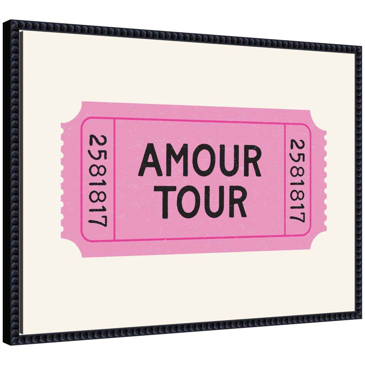 Pink Poster Retro Ticket Print, Amour Tour Dopamine Decor, Girly Wall Art, Trendy French Poster by Lucky Guava Framed Canvas Wall Art Print