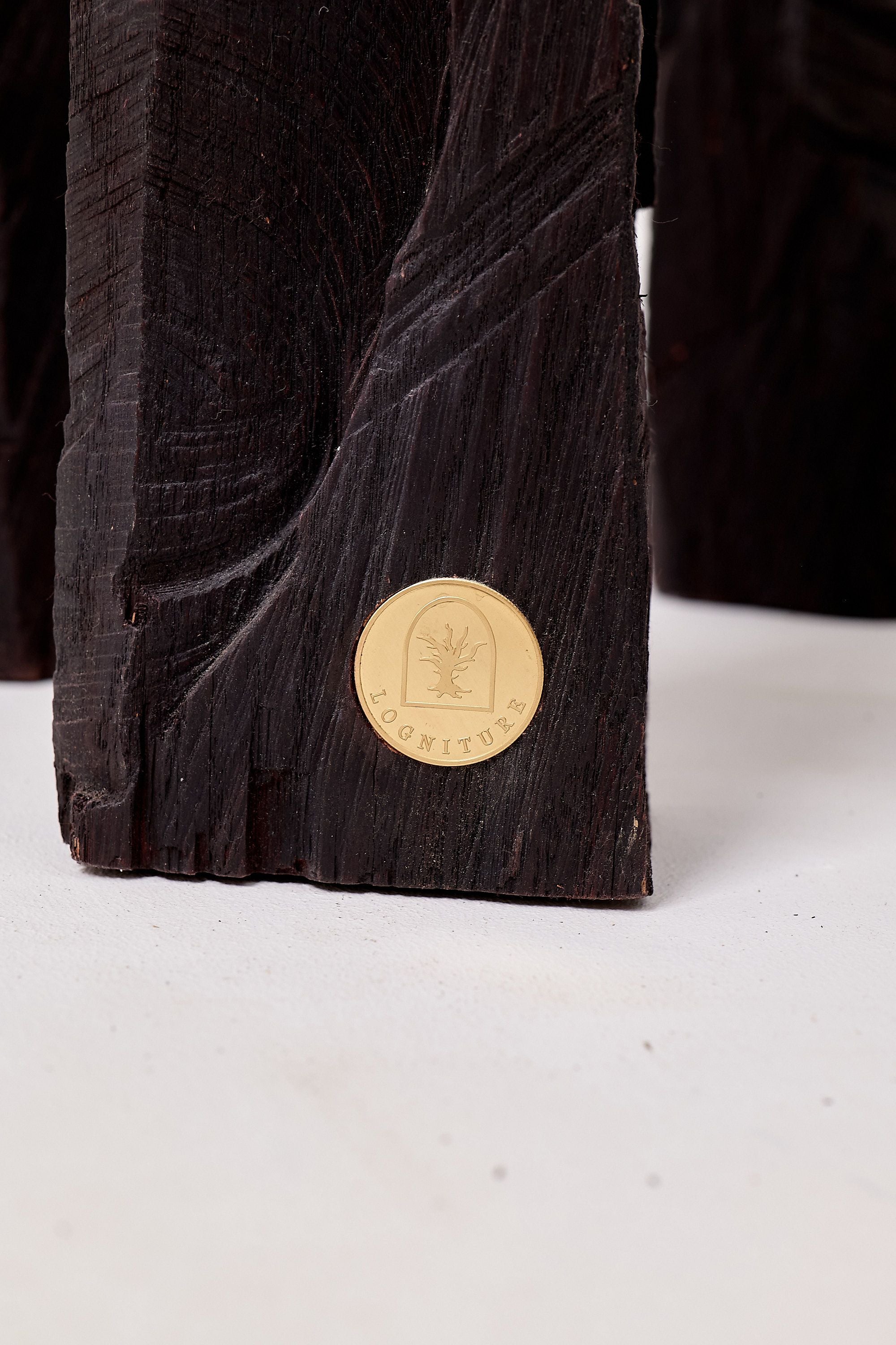 Sculptural Side Table, Rustic, Burnt Black Wood, Carved, Handmade - image 4