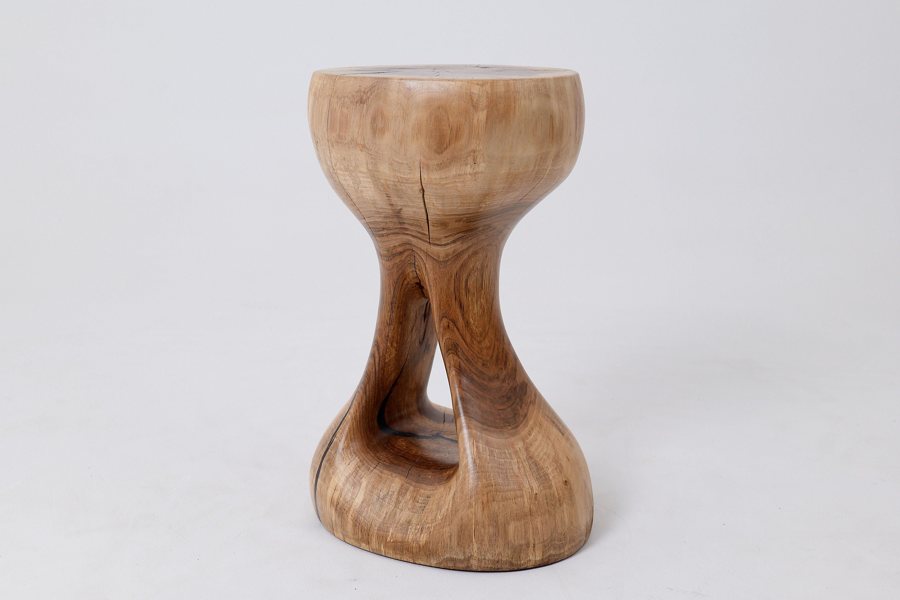 Sculptural Side Table, Stool, Solid Wood, Walnut, Contemporary Design - image 9