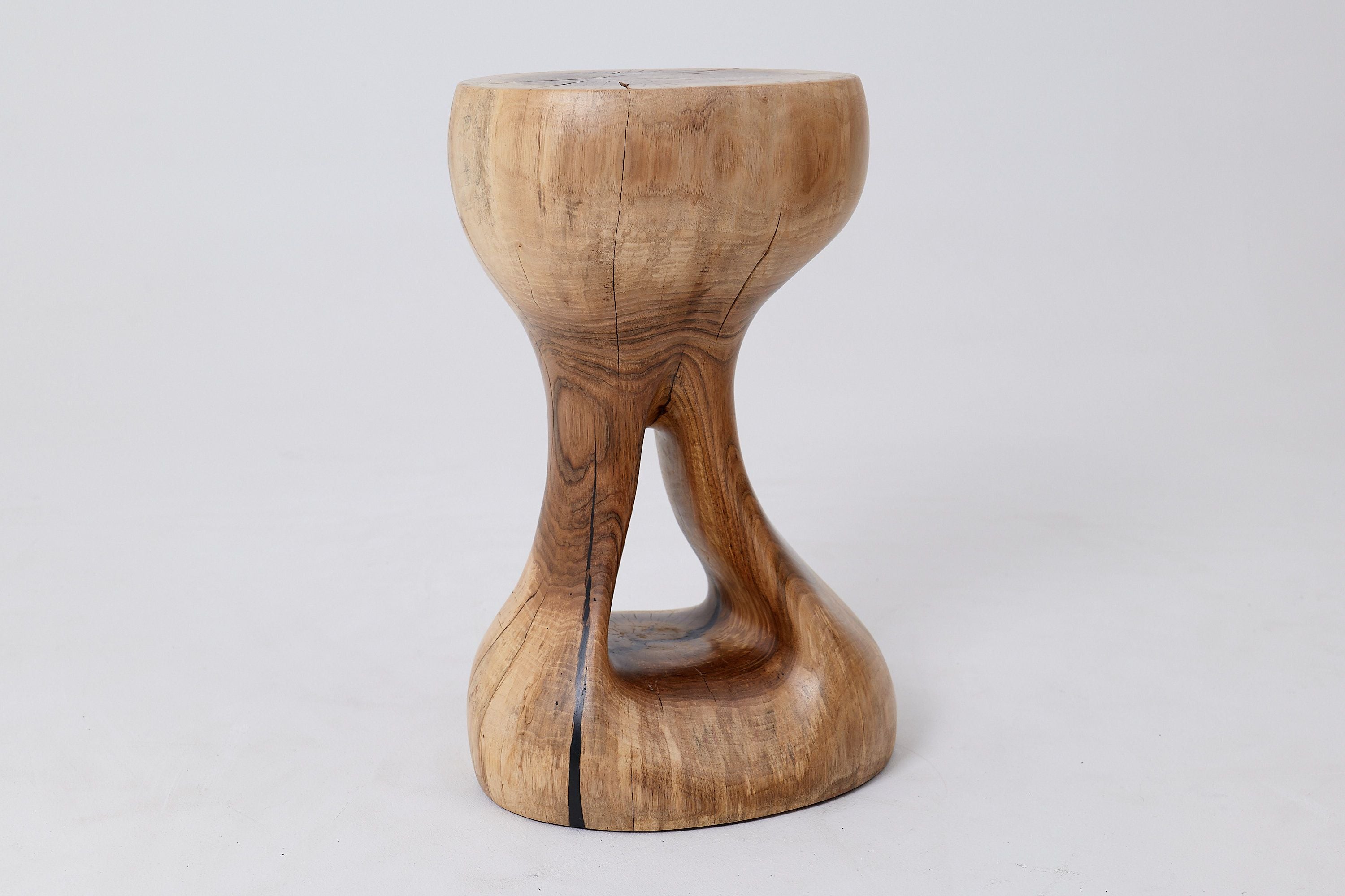 Sculptural Side Table, Stool, Solid Wood, Walnut, Contemporary Design - image 8