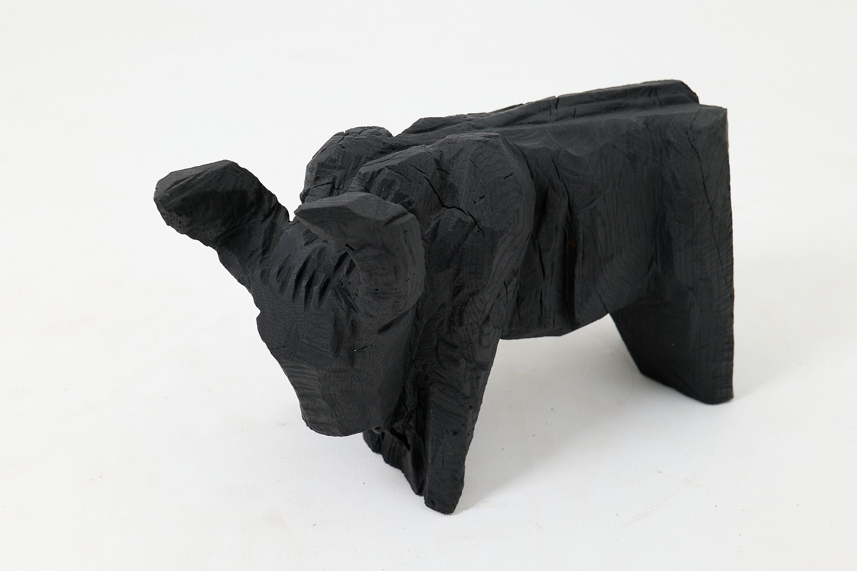 Taurus, Chainsaw Carved, Burnt Oak, Abstract Sculpture, Bull, Handmade, Black - image 2