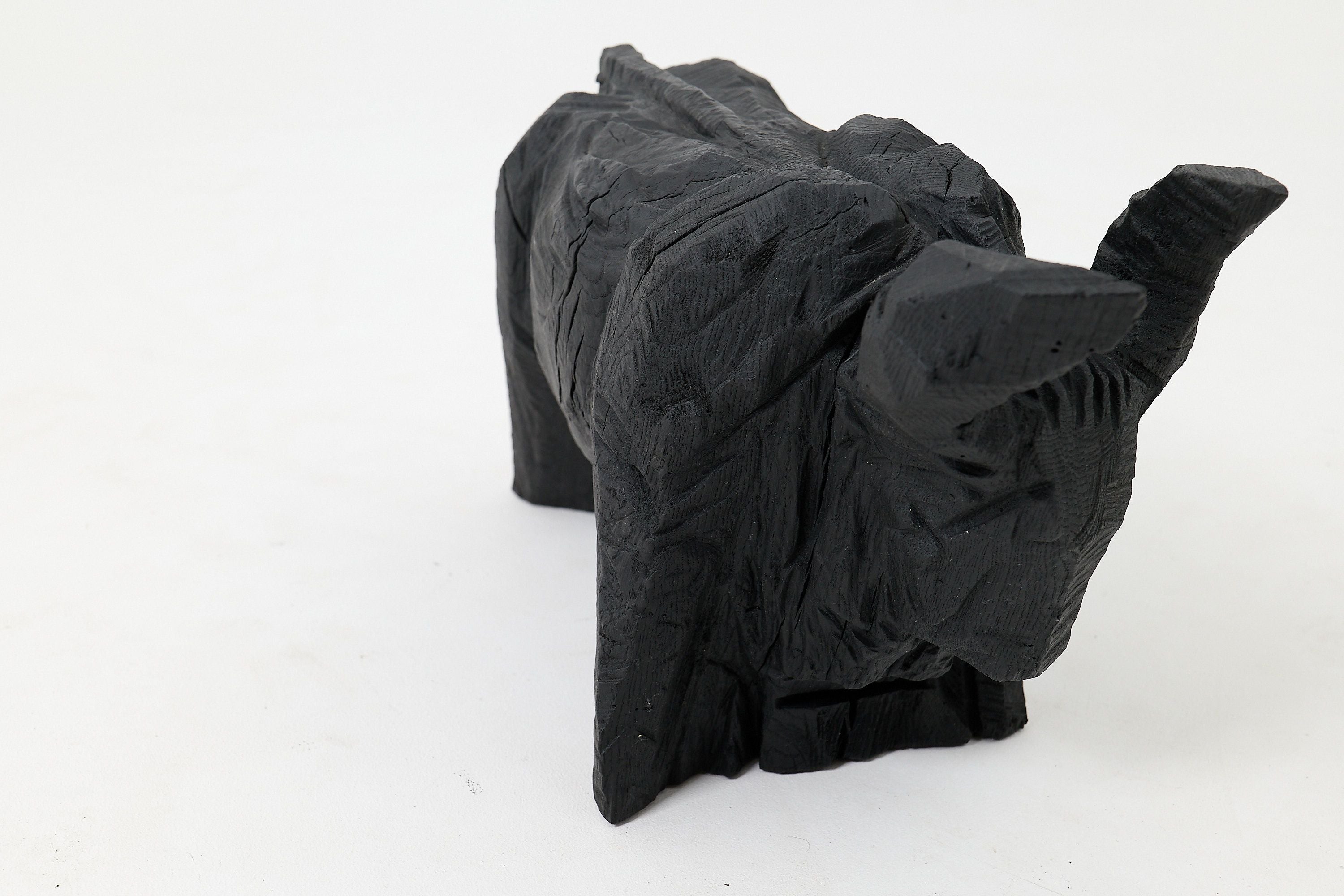Taurus, Chainsaw Carved, Burnt Oak, Abstract Sculpture, Bull, Handmade, Black - image 13