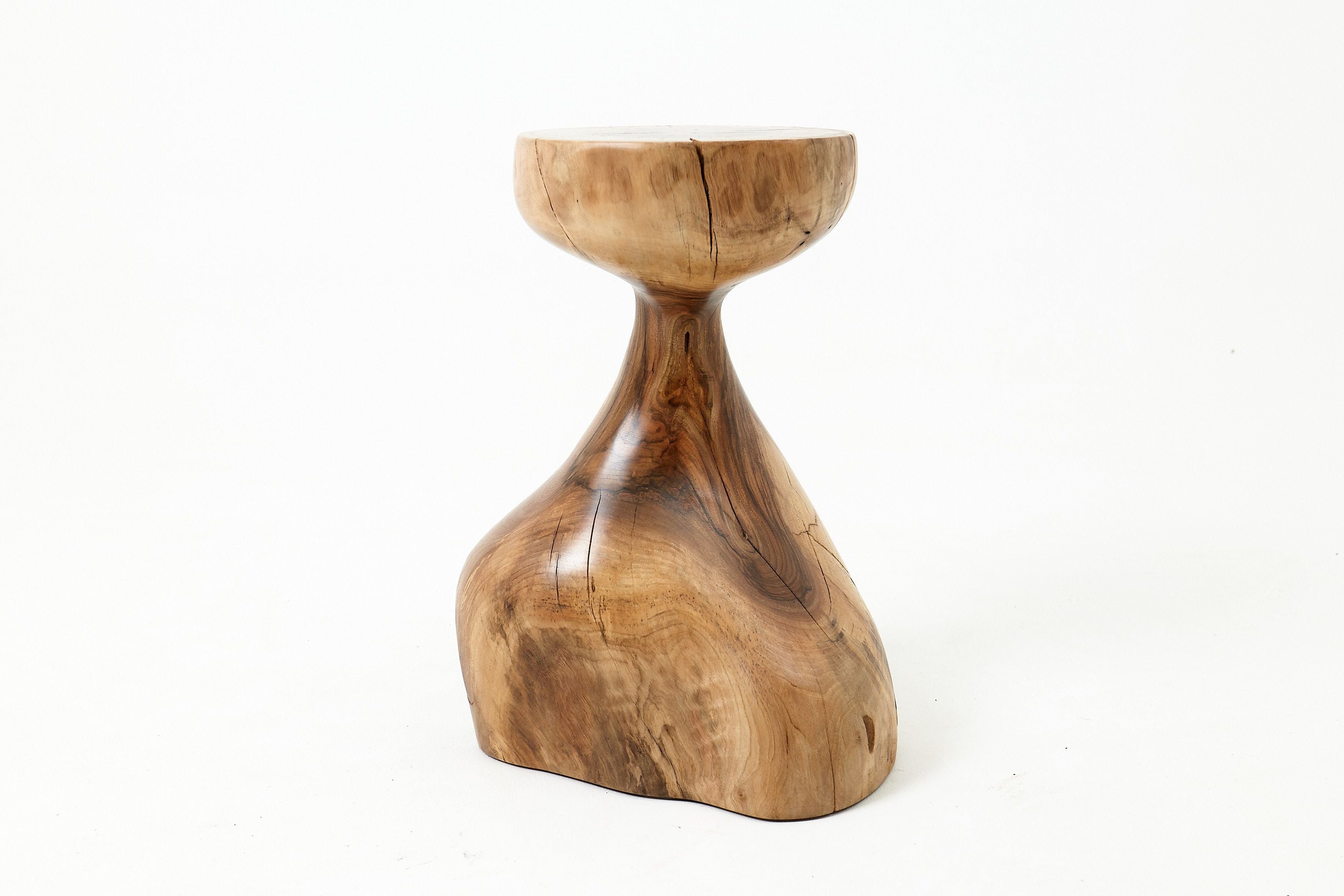 Sculptural Side Table, Stool, Solid Wood, Walnut, Contemporary Design - image 2