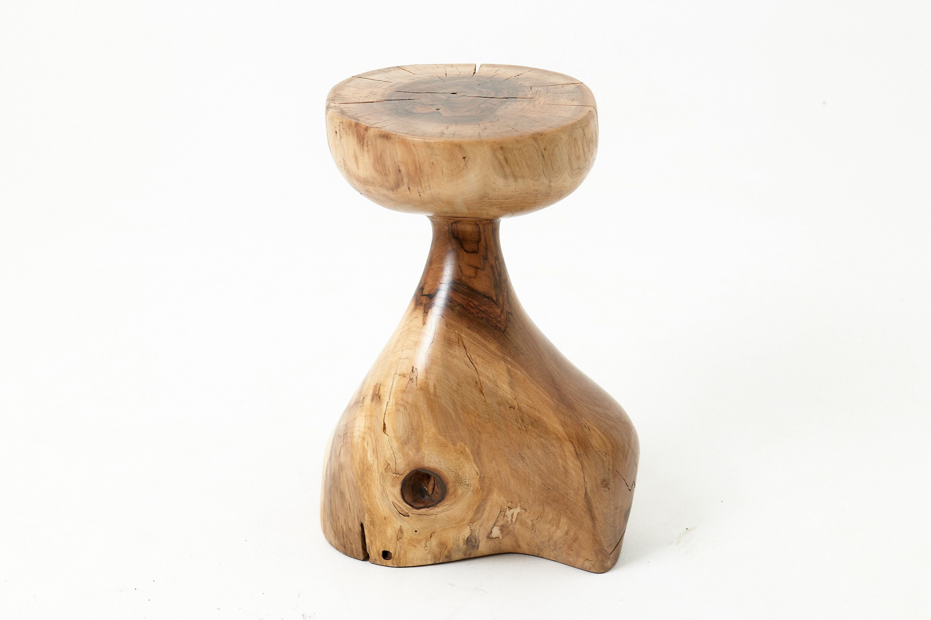 Sculptural Side Table, Stool, Solid Wood, Walnut, Contemporary Design - image 9