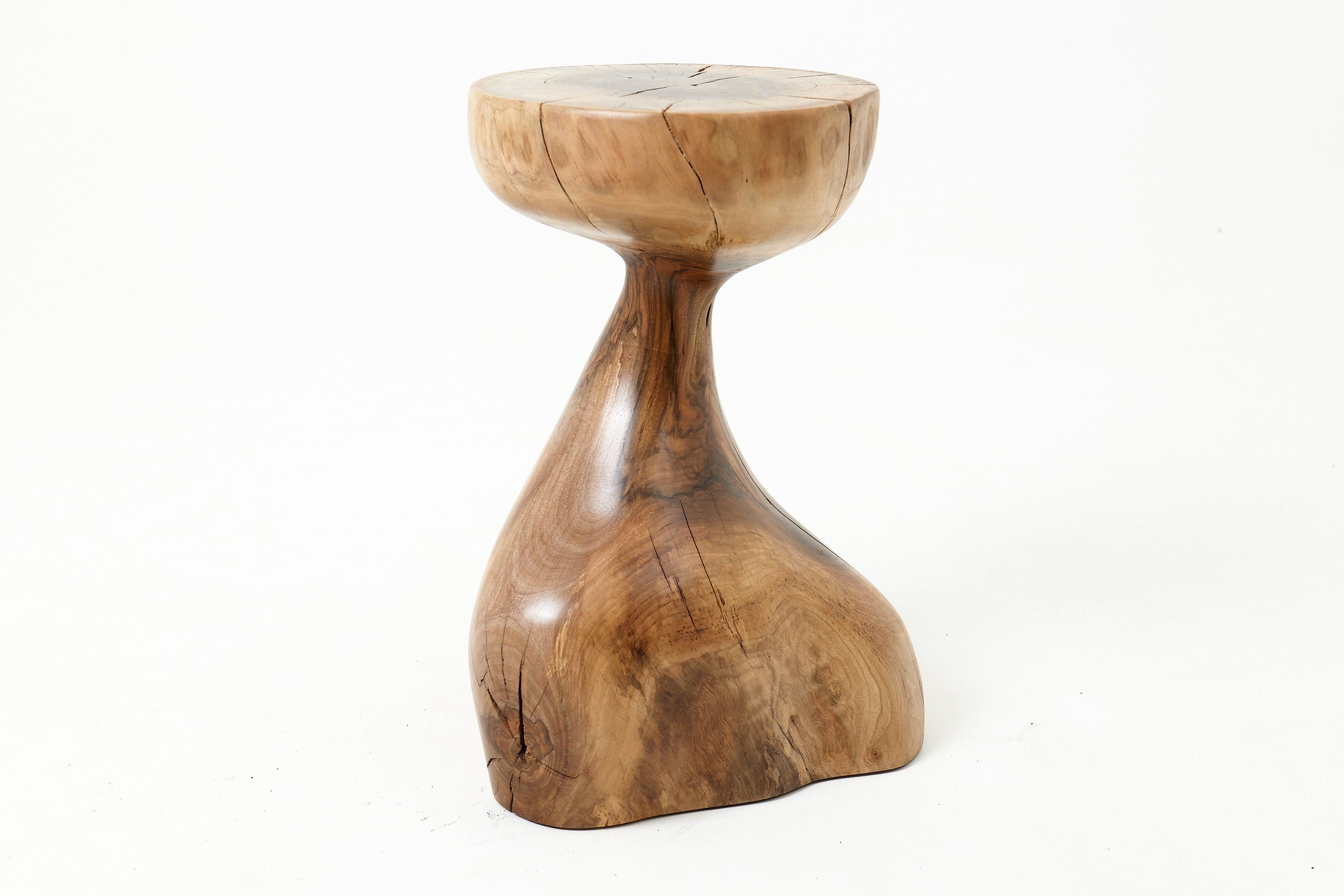 Sculptural Side Table, Stool, Solid Wood, Walnut, Contemporary Design - image 12