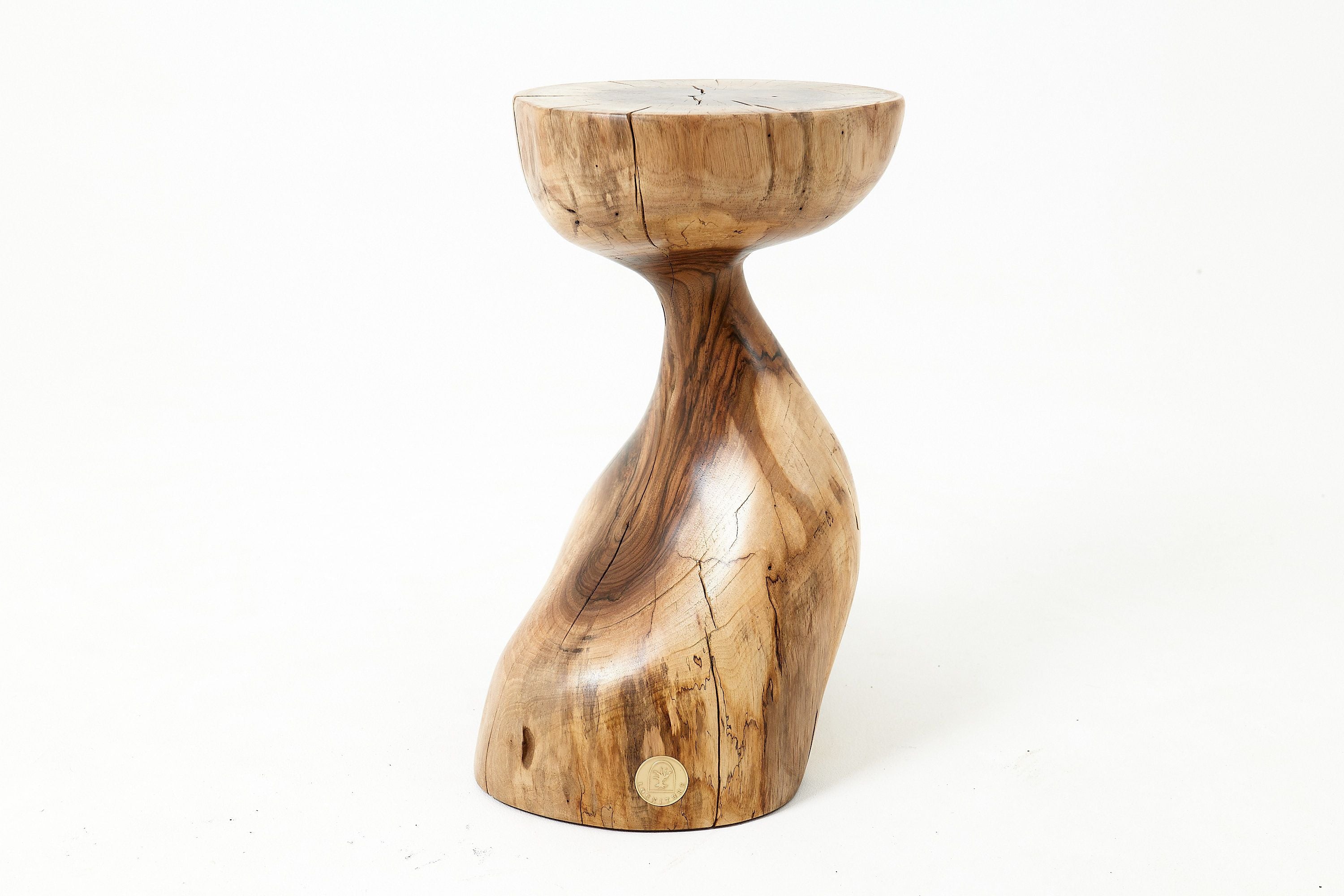 Sculptural Side Table, Stool, Solid Wood, Walnut, Contemporary Design - image 5