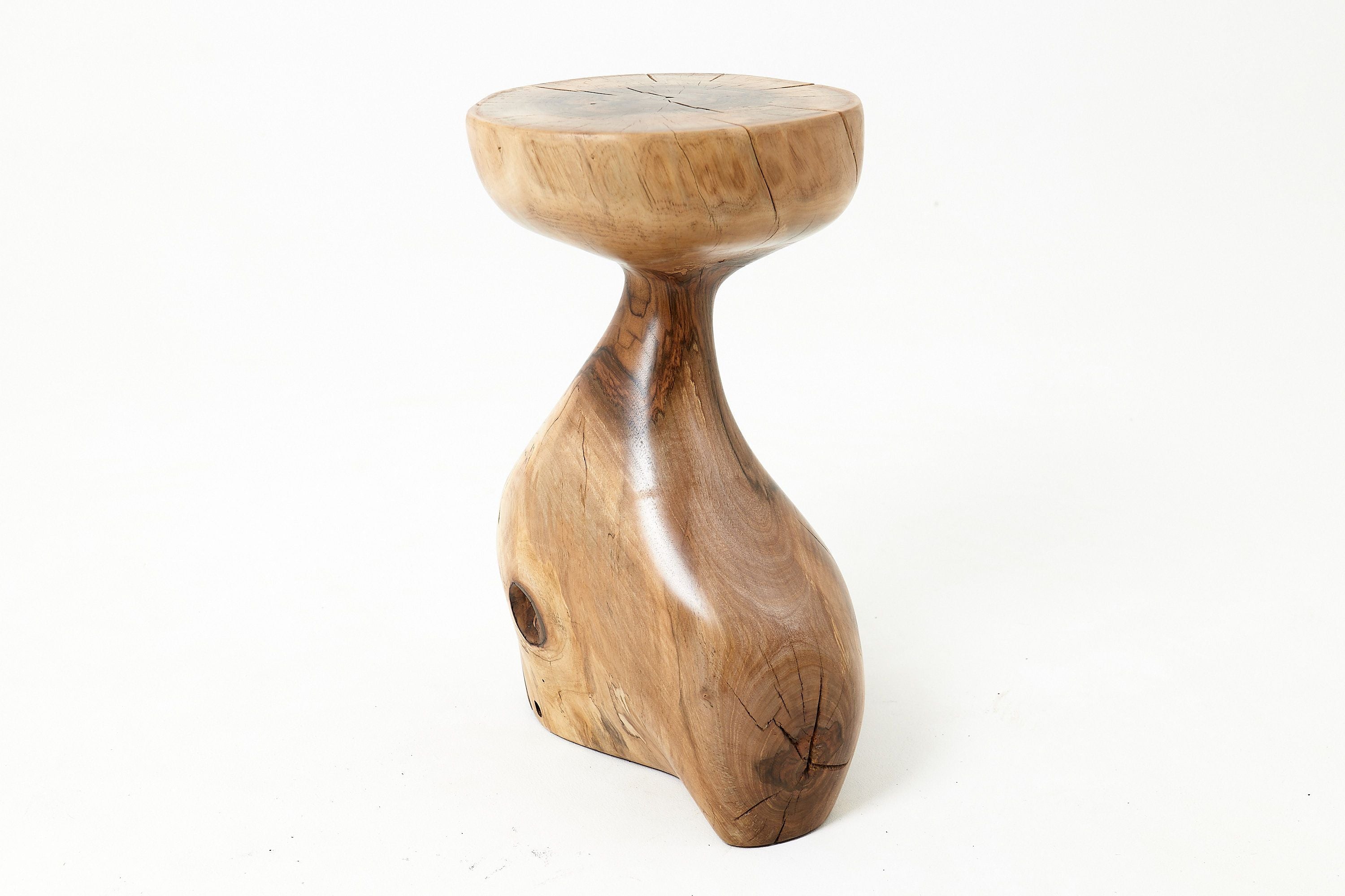 Sculptural Side Table, Stool, Solid Wood, Walnut, Contemporary Design - image 10